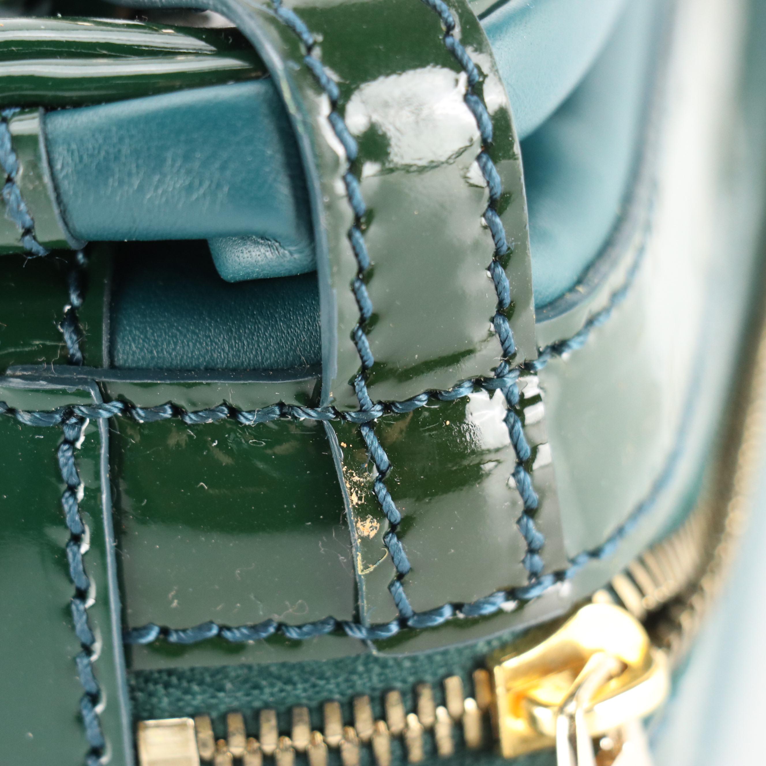 Celine Zip-Around Handbag in Emerald Green Patent Leather