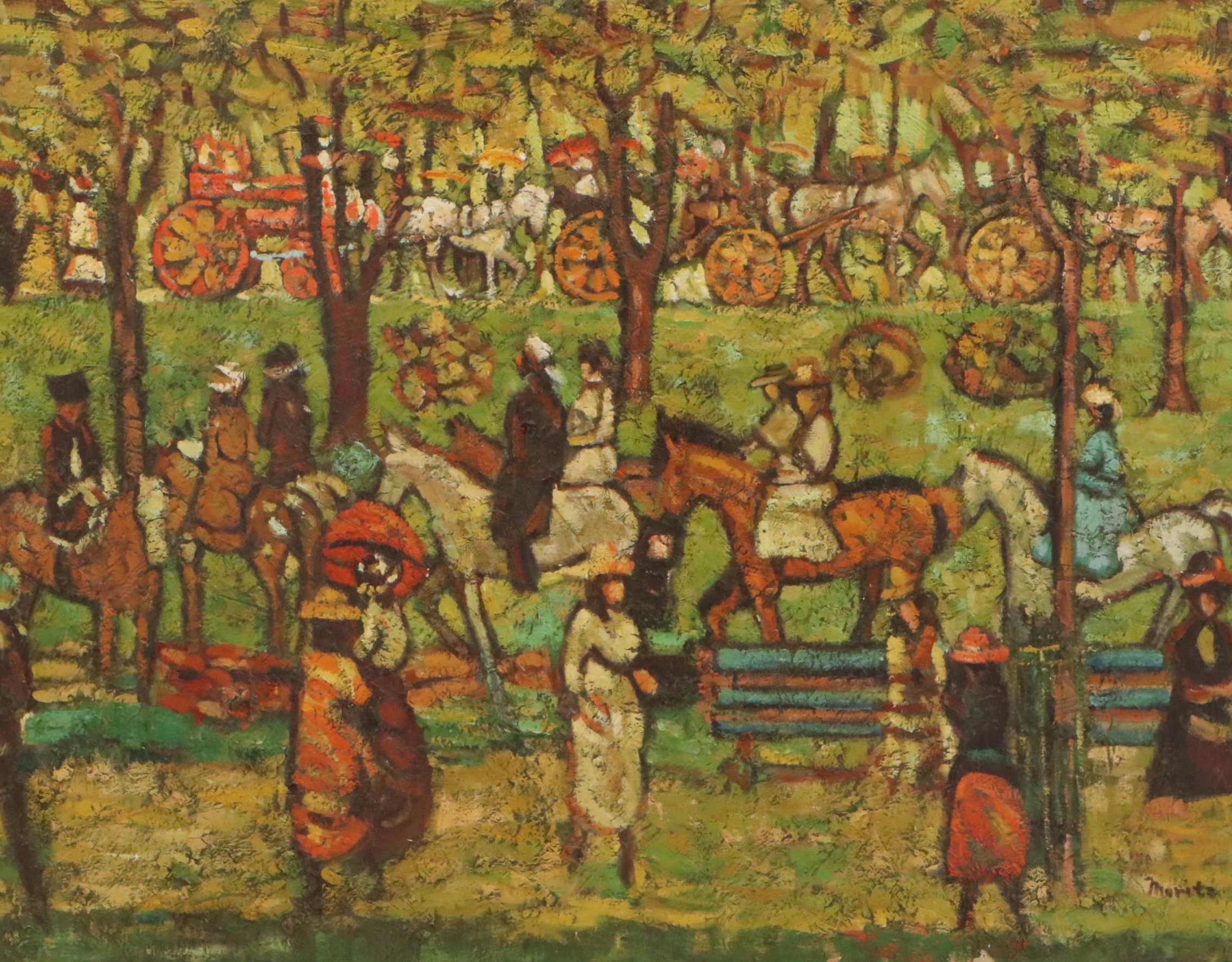 Central Park Landscape Oil Painting After Maurice Prendergast