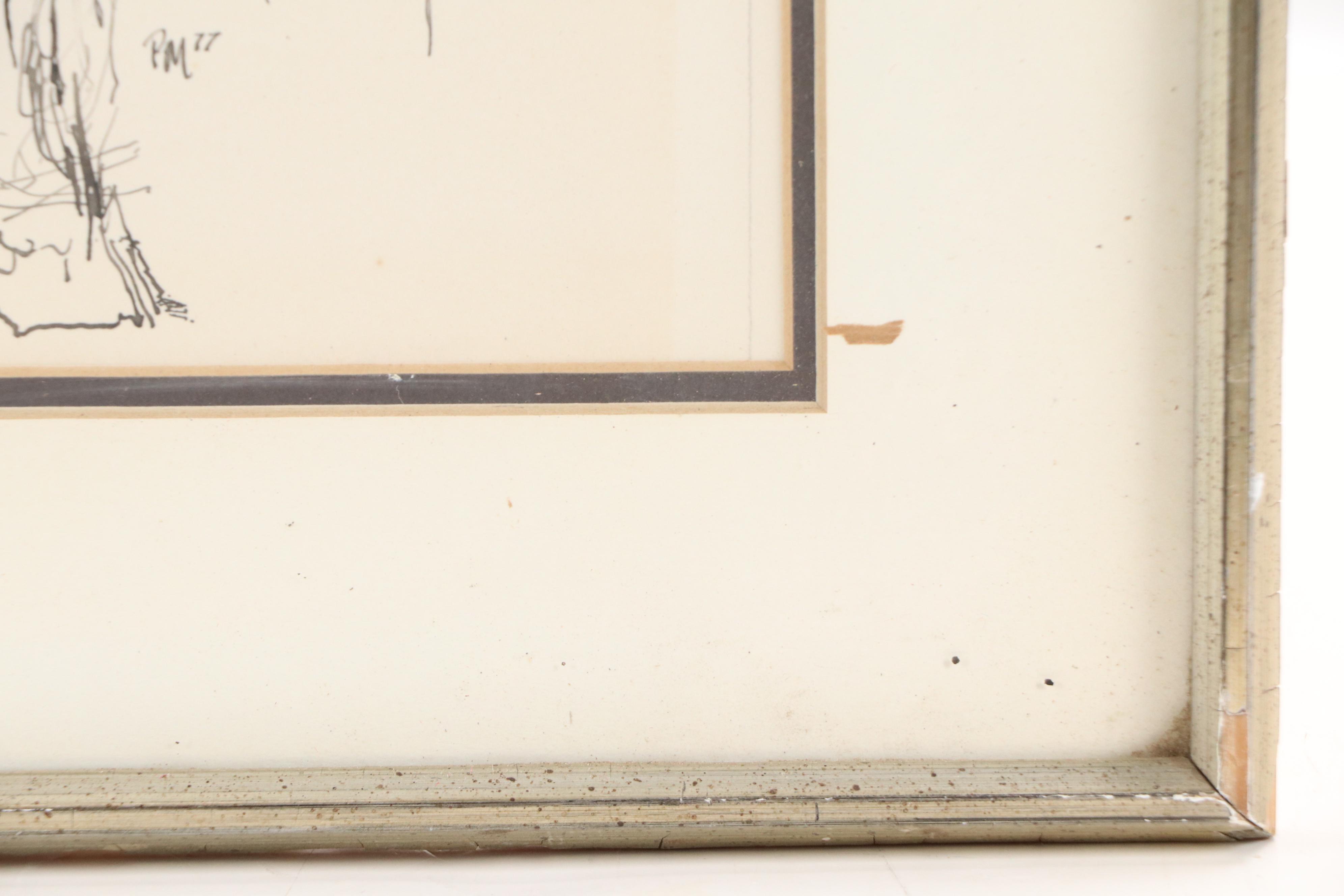 Pen and Ink Drawing "A Satyr and His Woodland Nymph," 1977