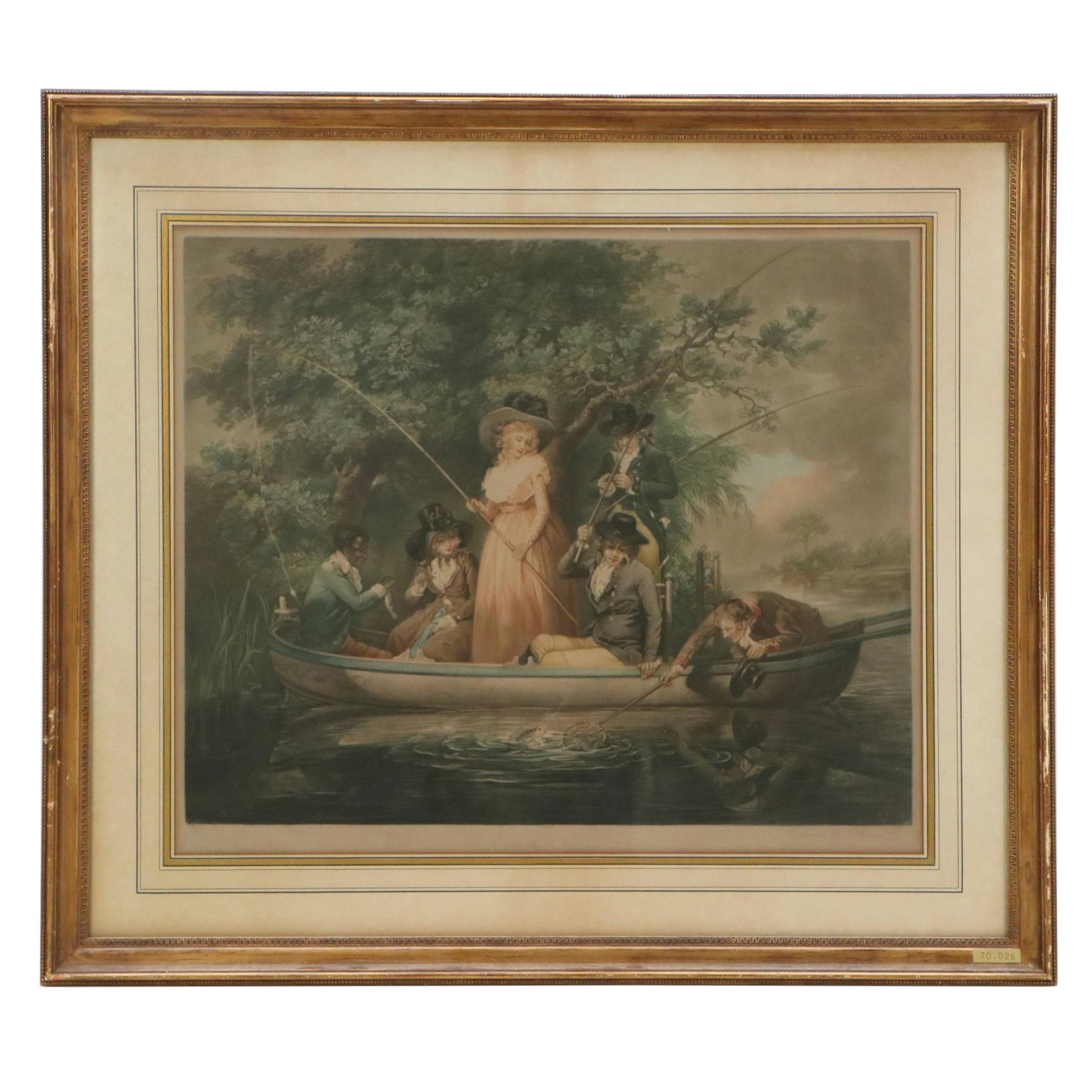 Sydney Ernest Wilson Mezzotint After George Morland "A Party Angling"