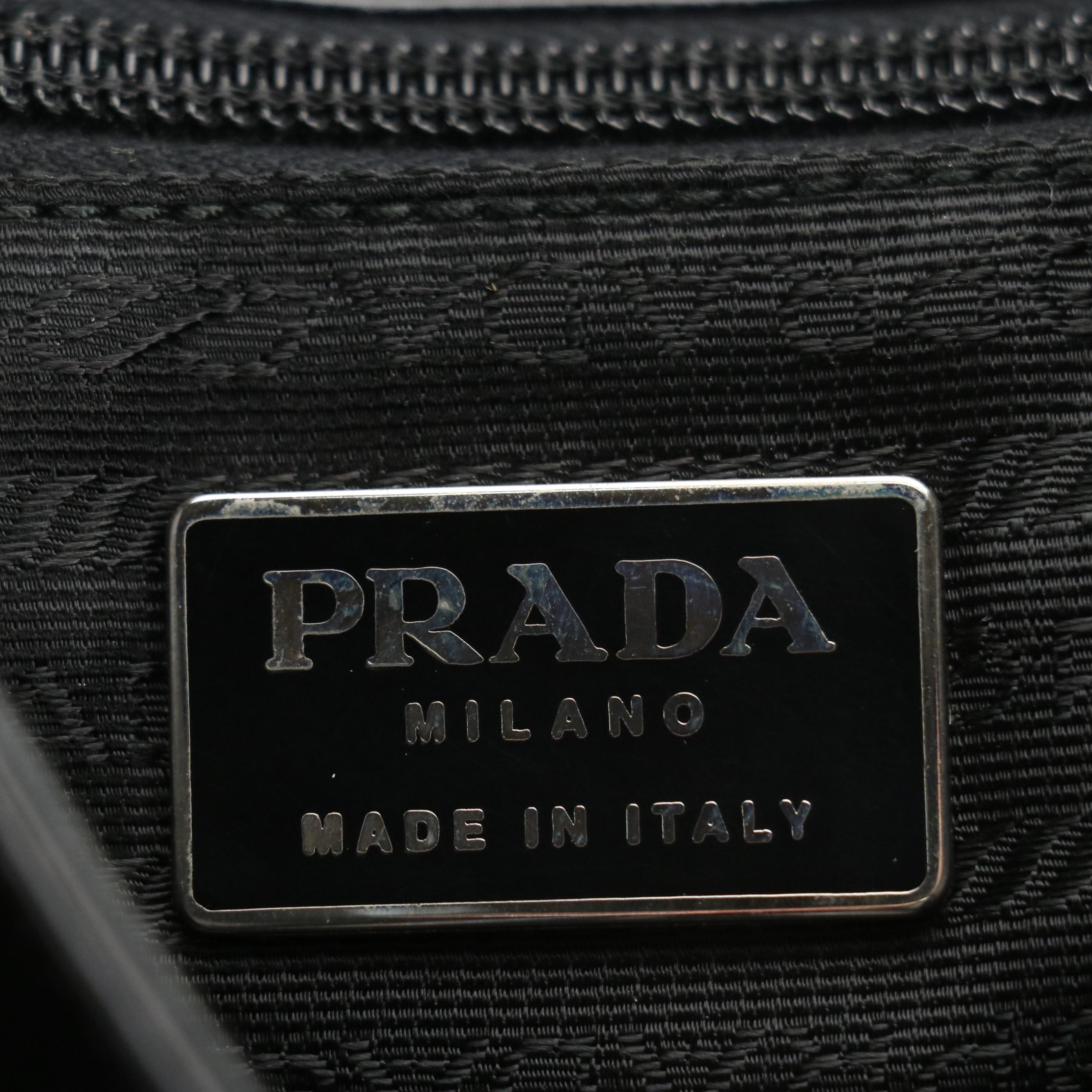 Prada Black Calfskin Leather Front-Flap Shoulder Bag