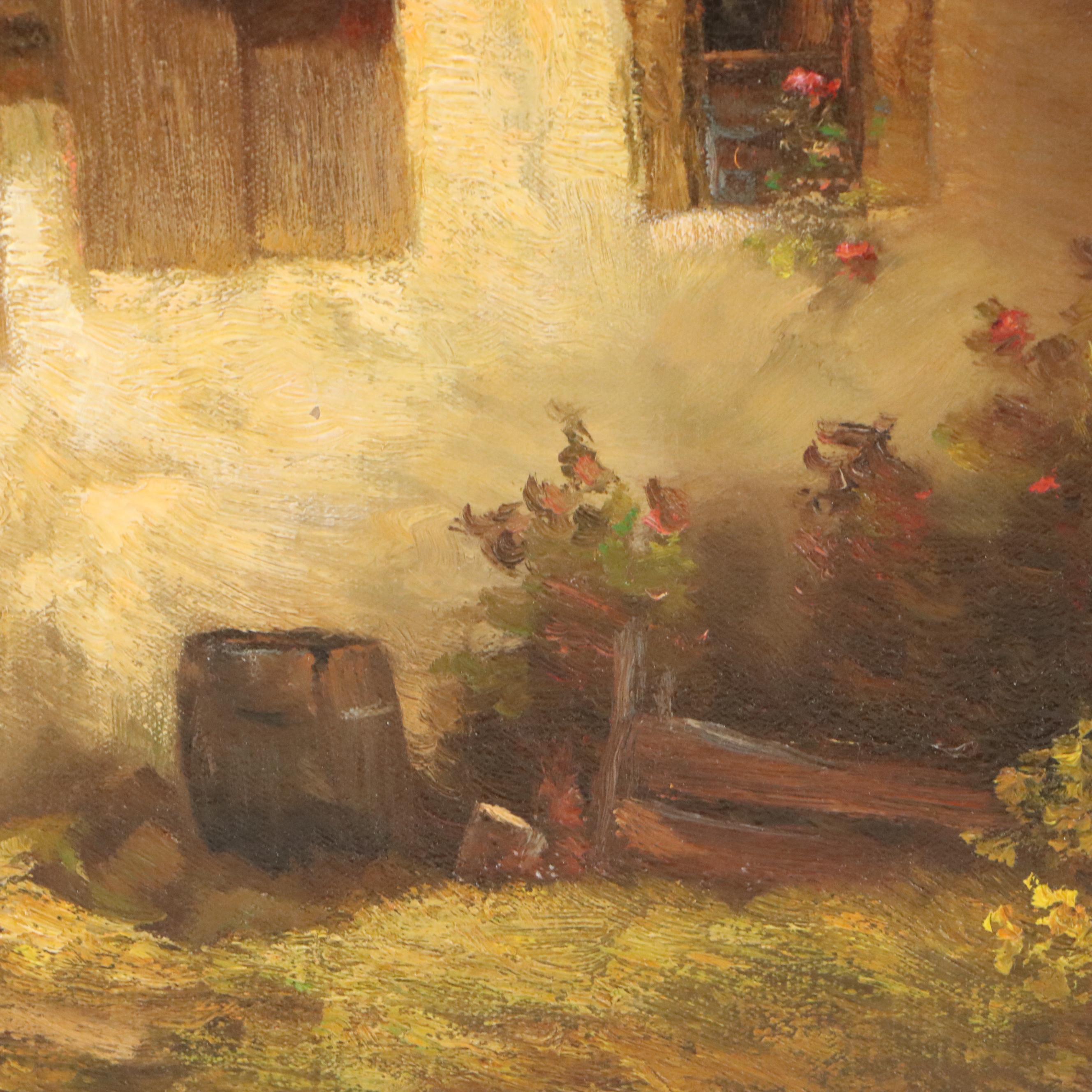 W. Gumann Landscape Oil Painting of Cottage in Wild