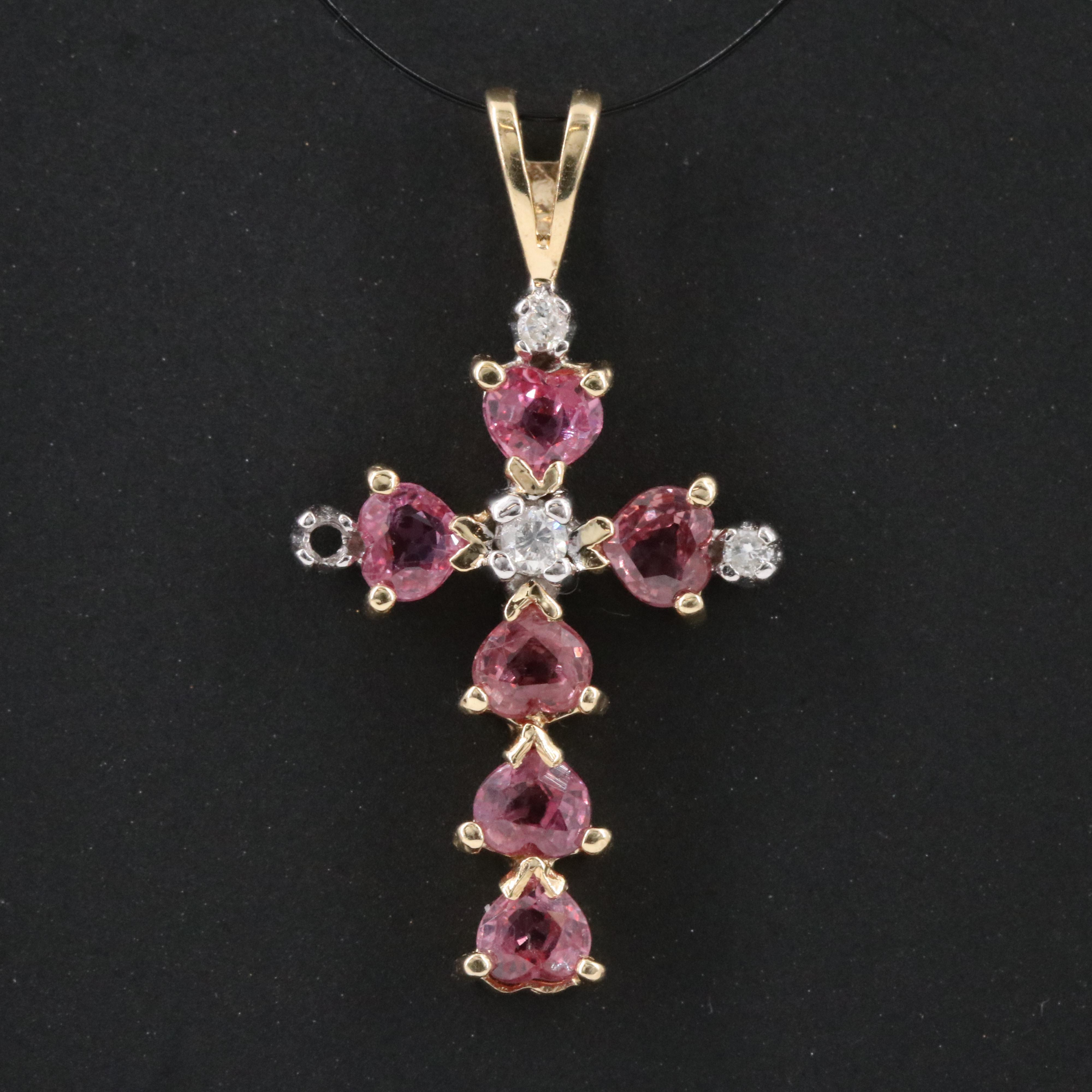 14K Ruby and Diamond Cross Pendant
