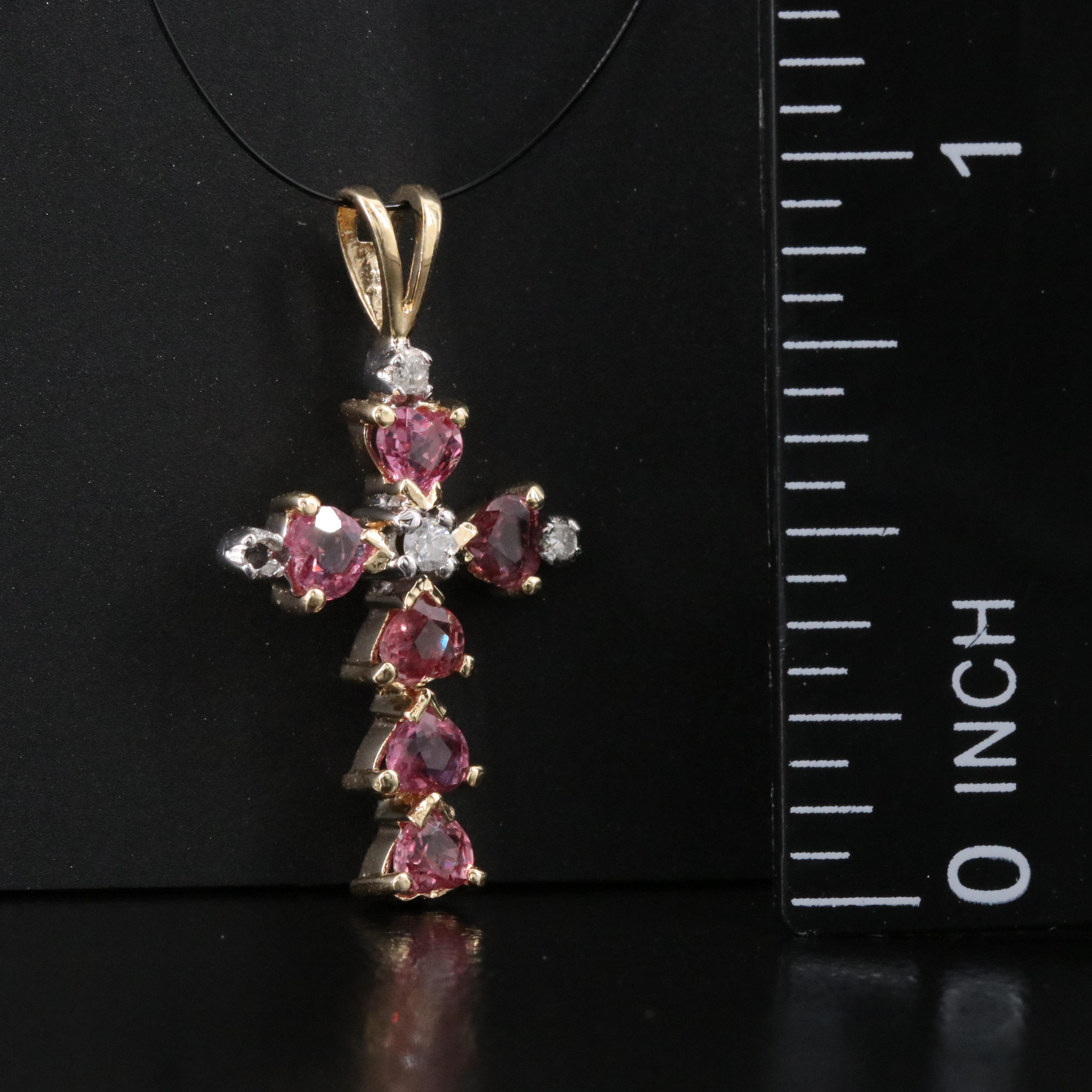 14K Ruby and Diamond Cross Pendant