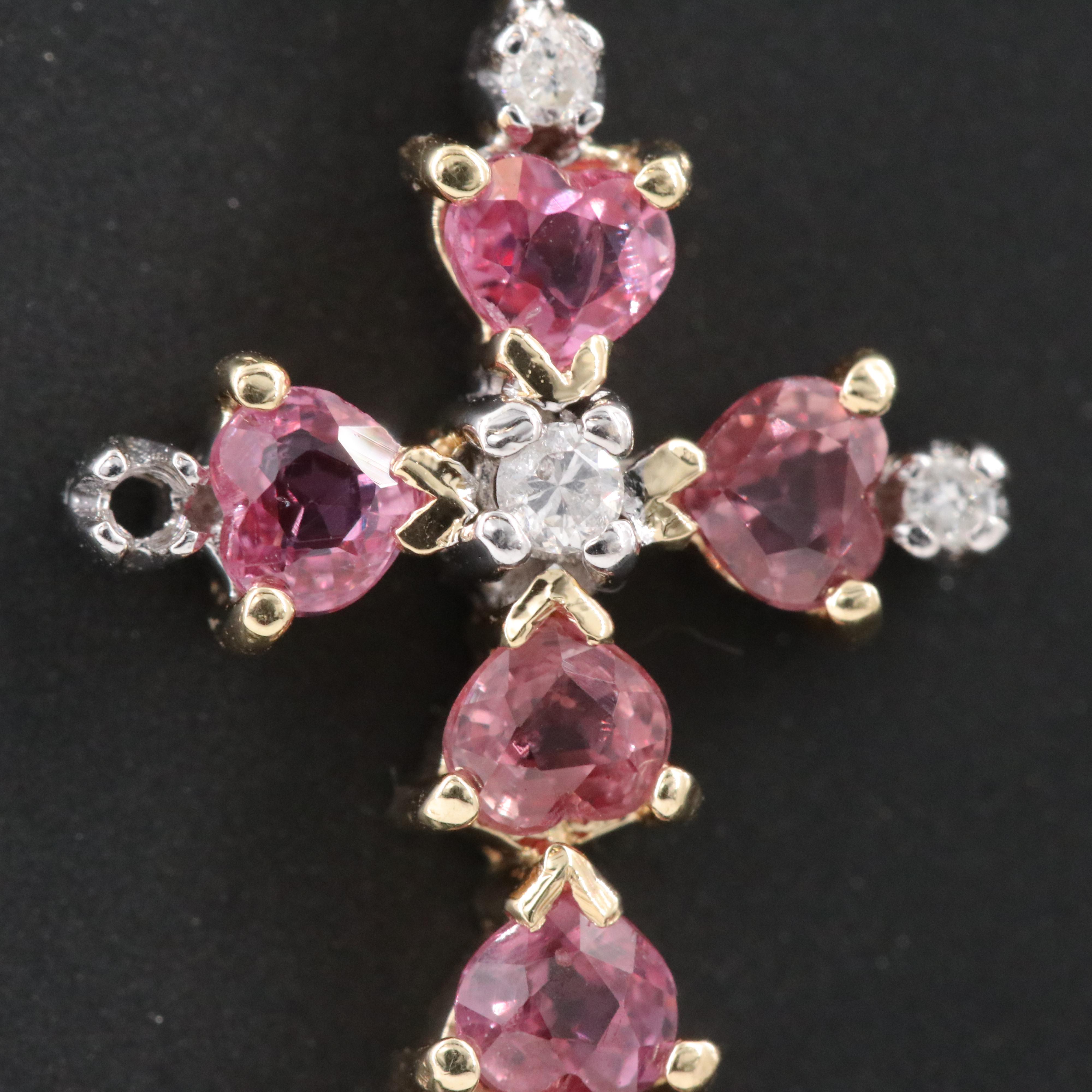 14K Ruby and Diamond Cross Pendant