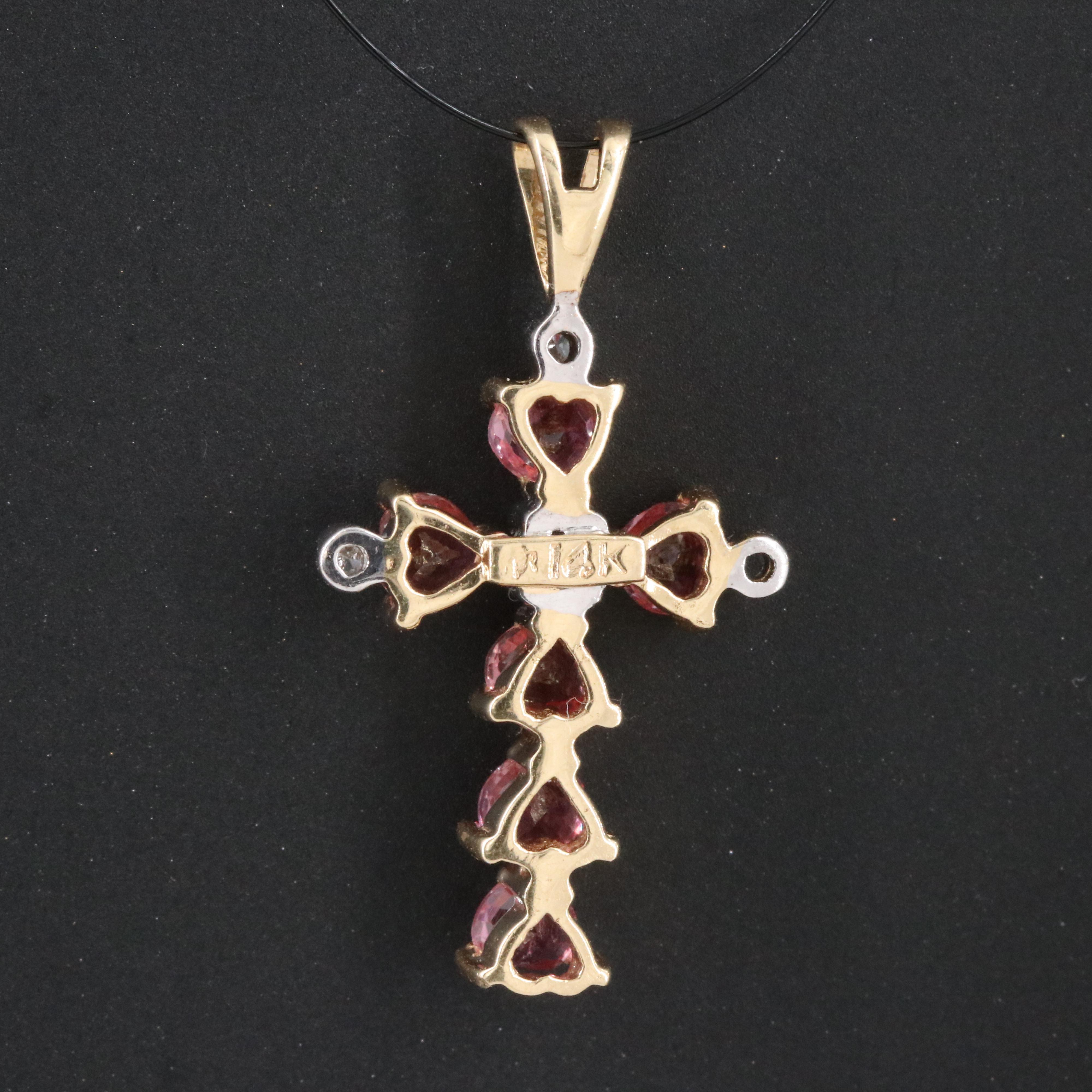 14K Ruby and Diamond Cross Pendant