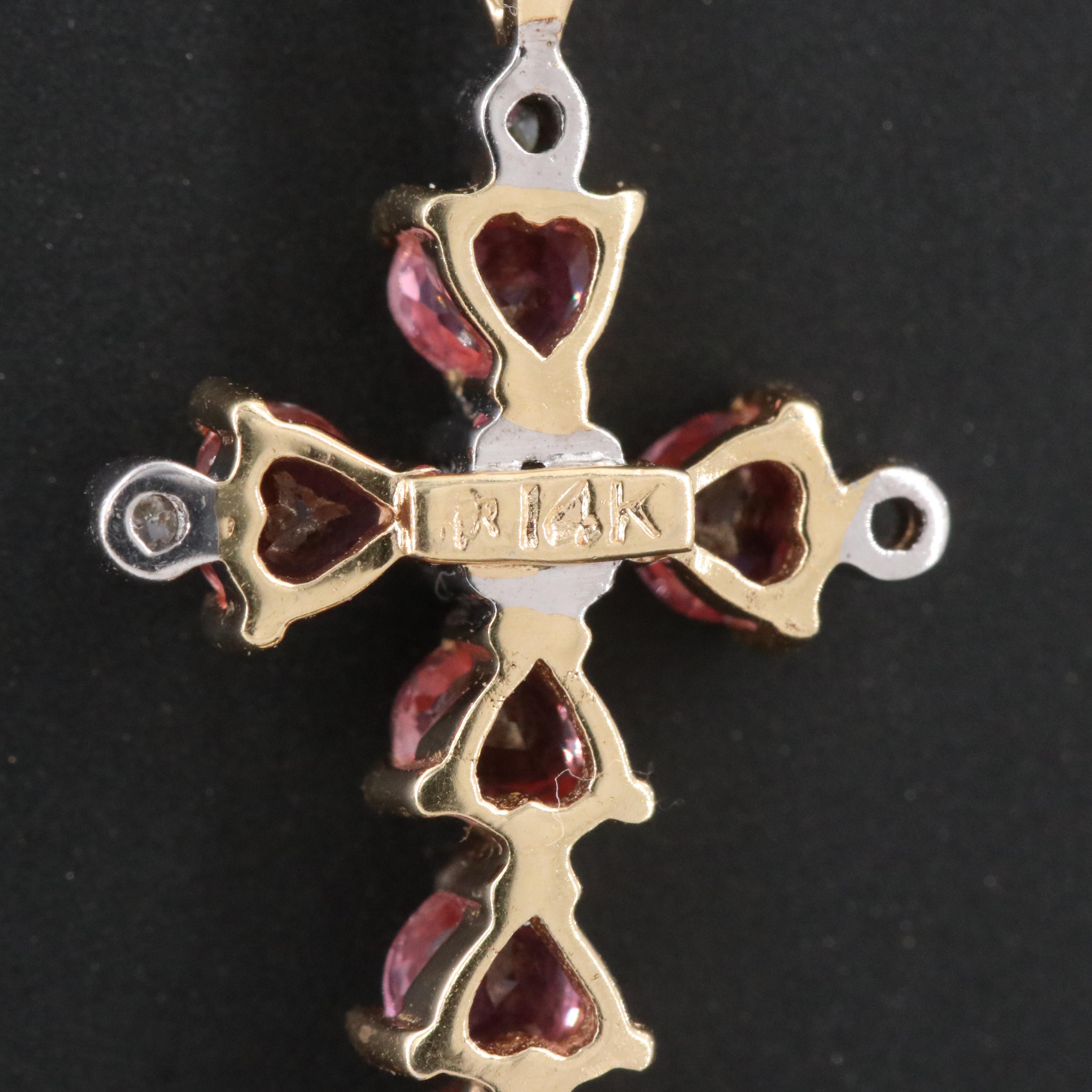 14K Ruby and Diamond Cross Pendant