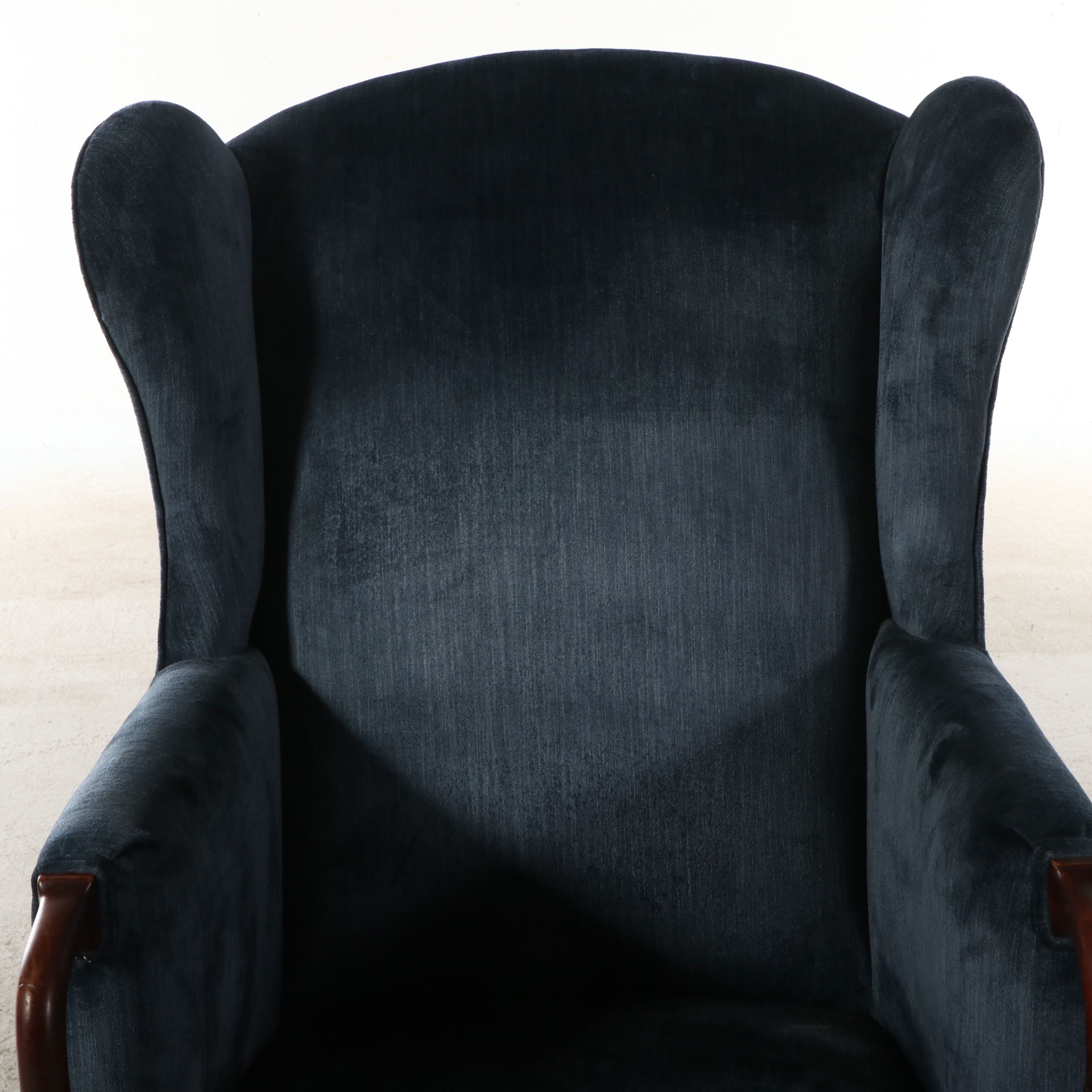 American Sheraton Carved Mahogany Wing Chair, 19th Century