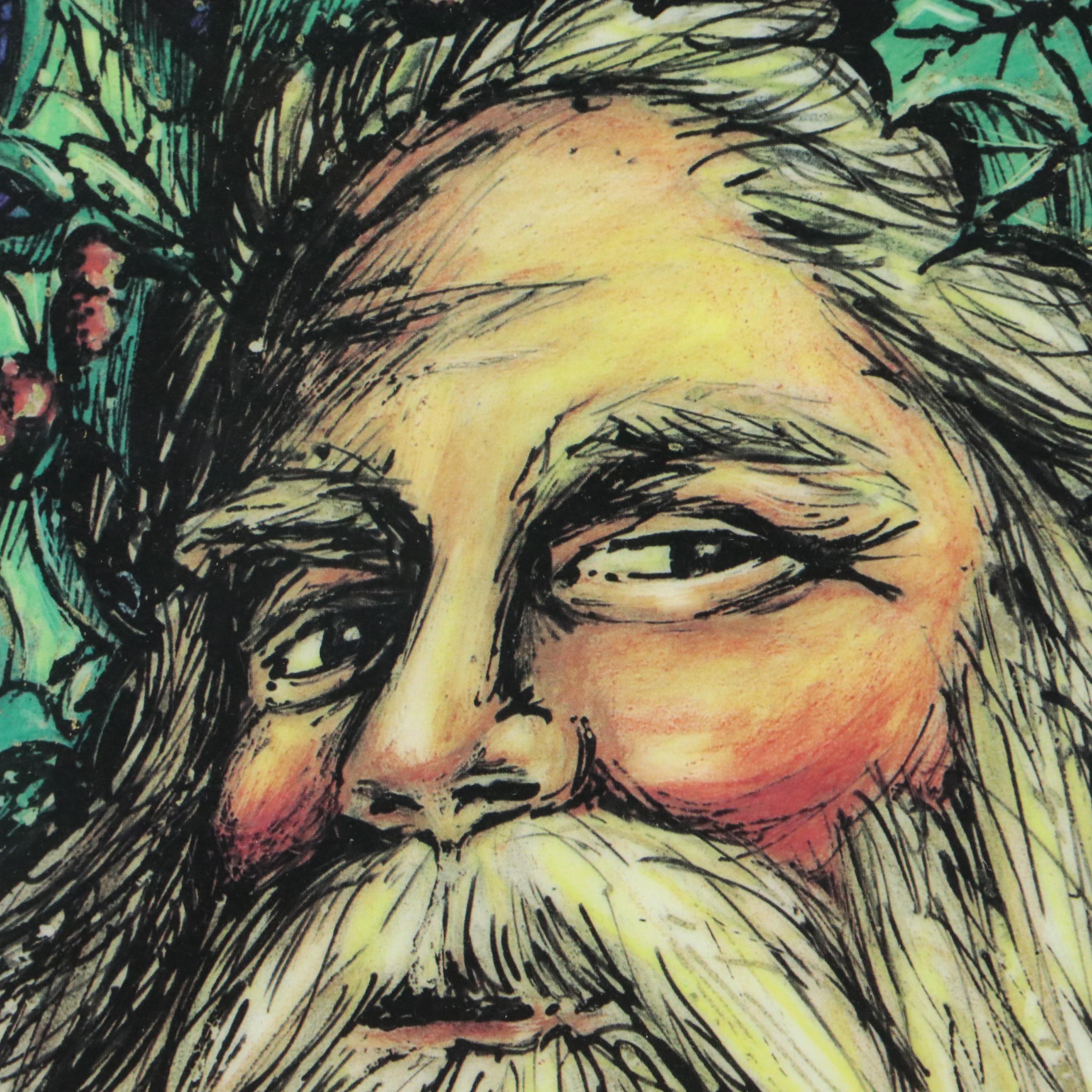 J. A. Gustafson Offset Lithograph of Santa Claus, Circa 1990