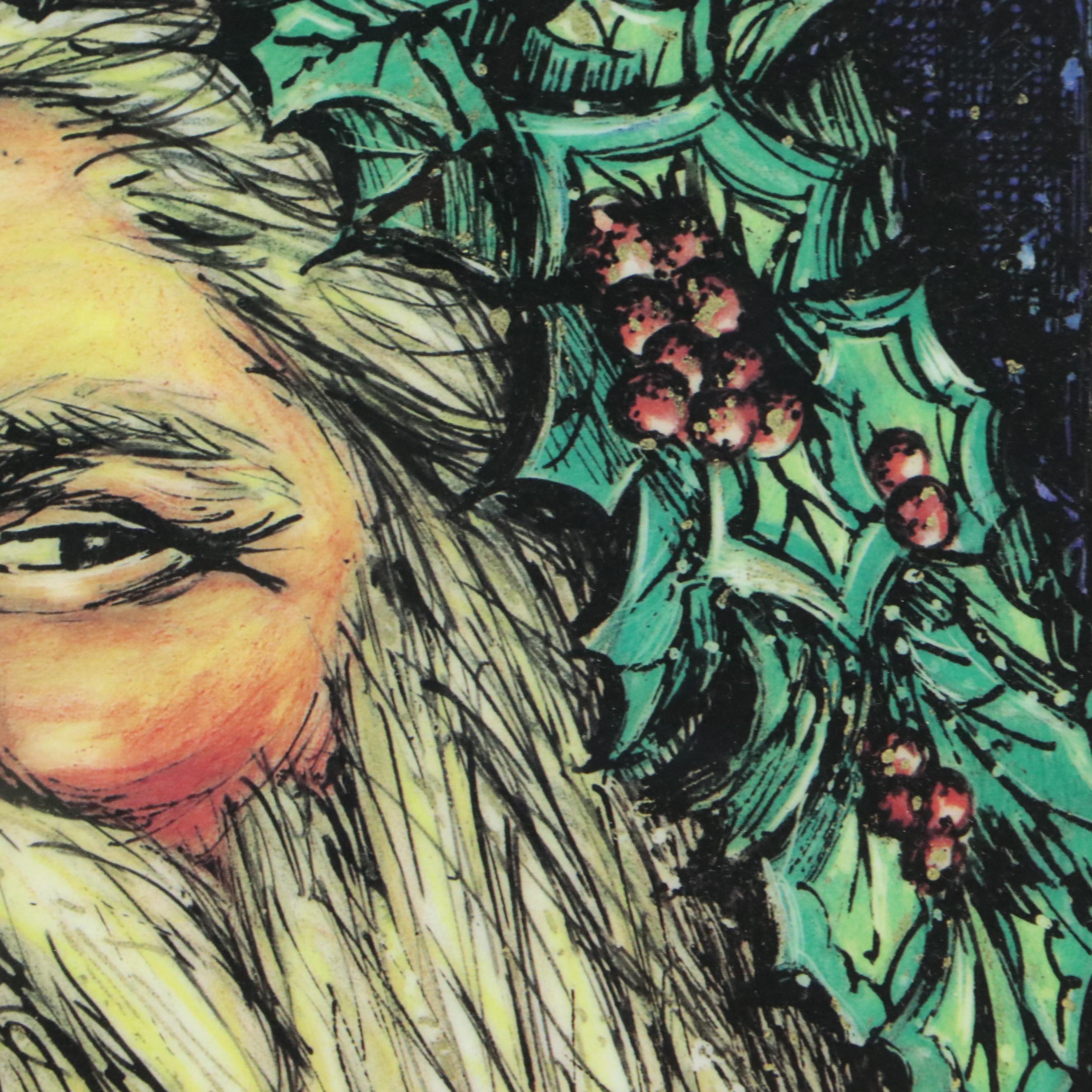 J. A. Gustafson Offset Lithograph of Santa Claus, Circa 1990