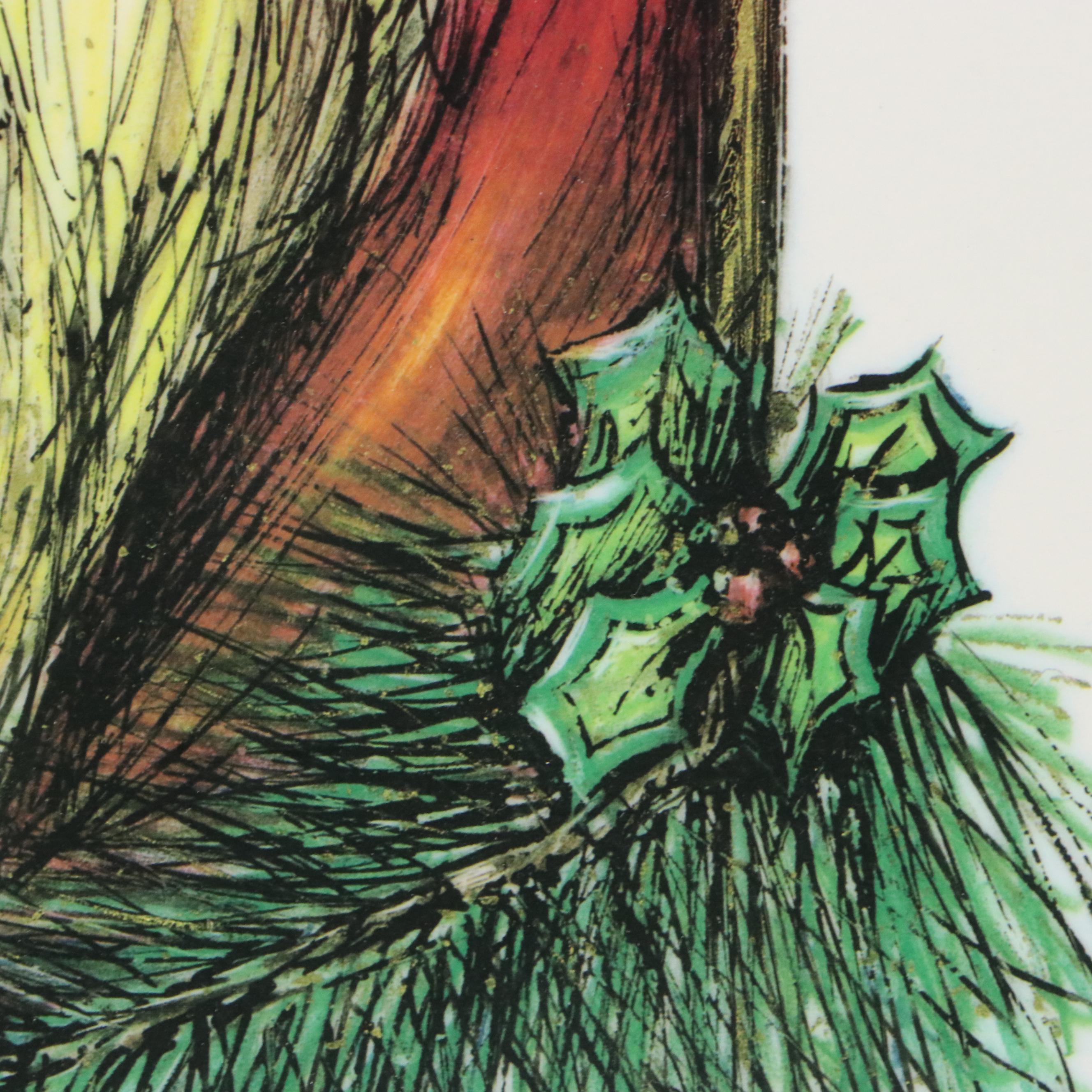 J. A. Gustafson Offset Lithograph of Santa Claus, Circa 1990