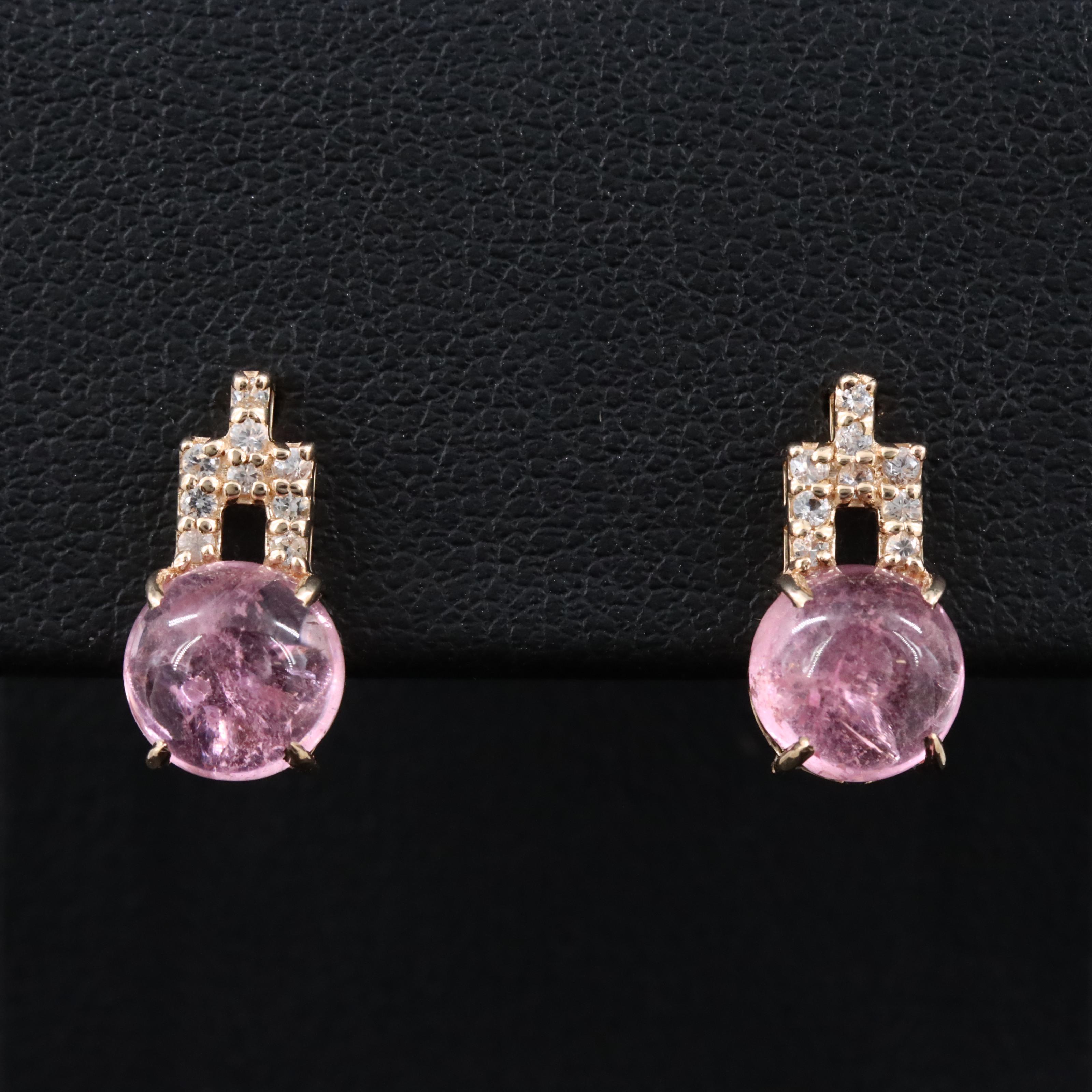 14K Pink Tourmaline and White Sapphire Earrings