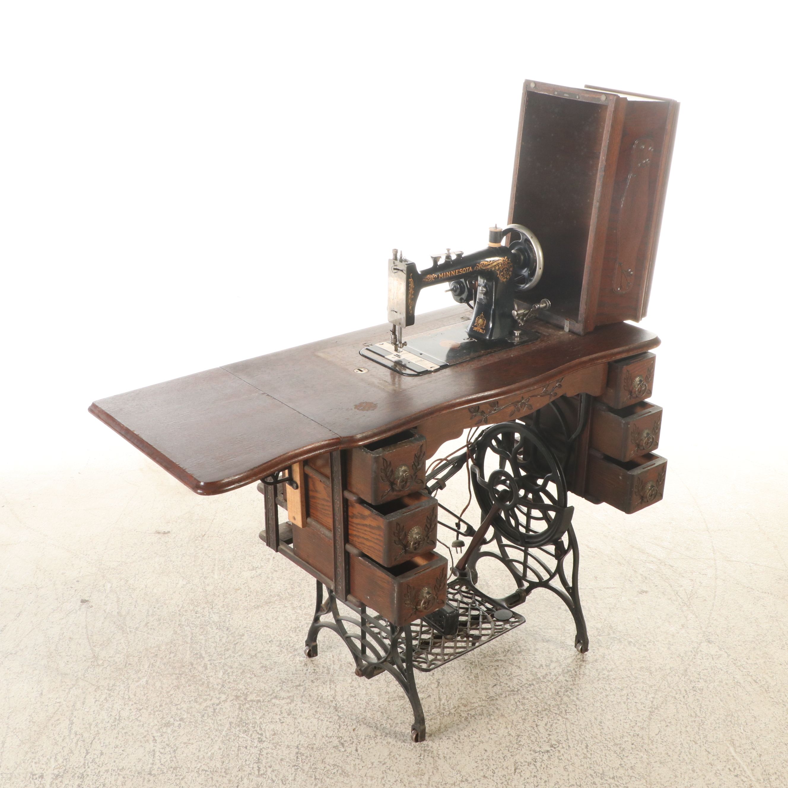 Antique Minnesota Sewing Machine in Oak Table and More