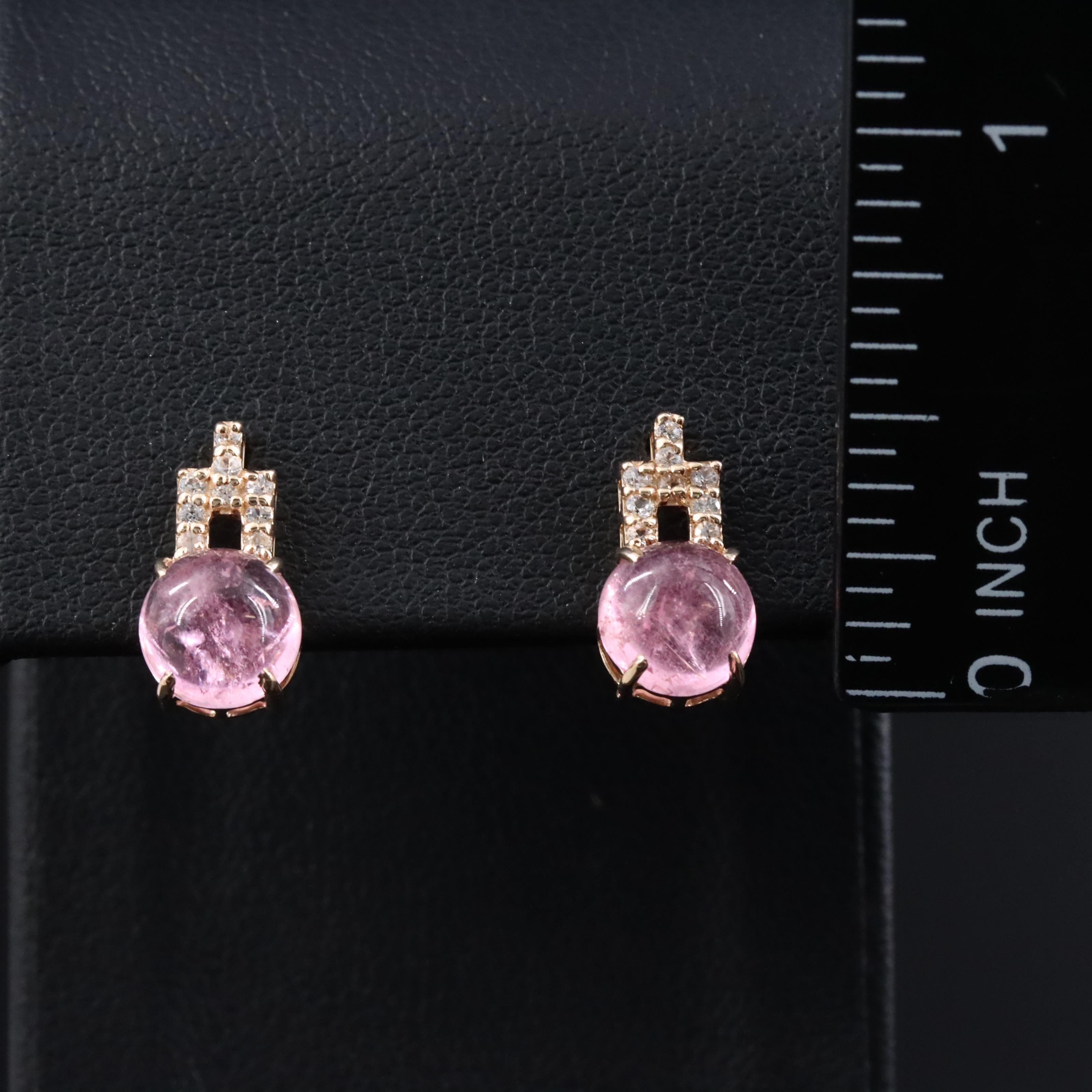 14K Pink Tourmaline and White Sapphire Earrings