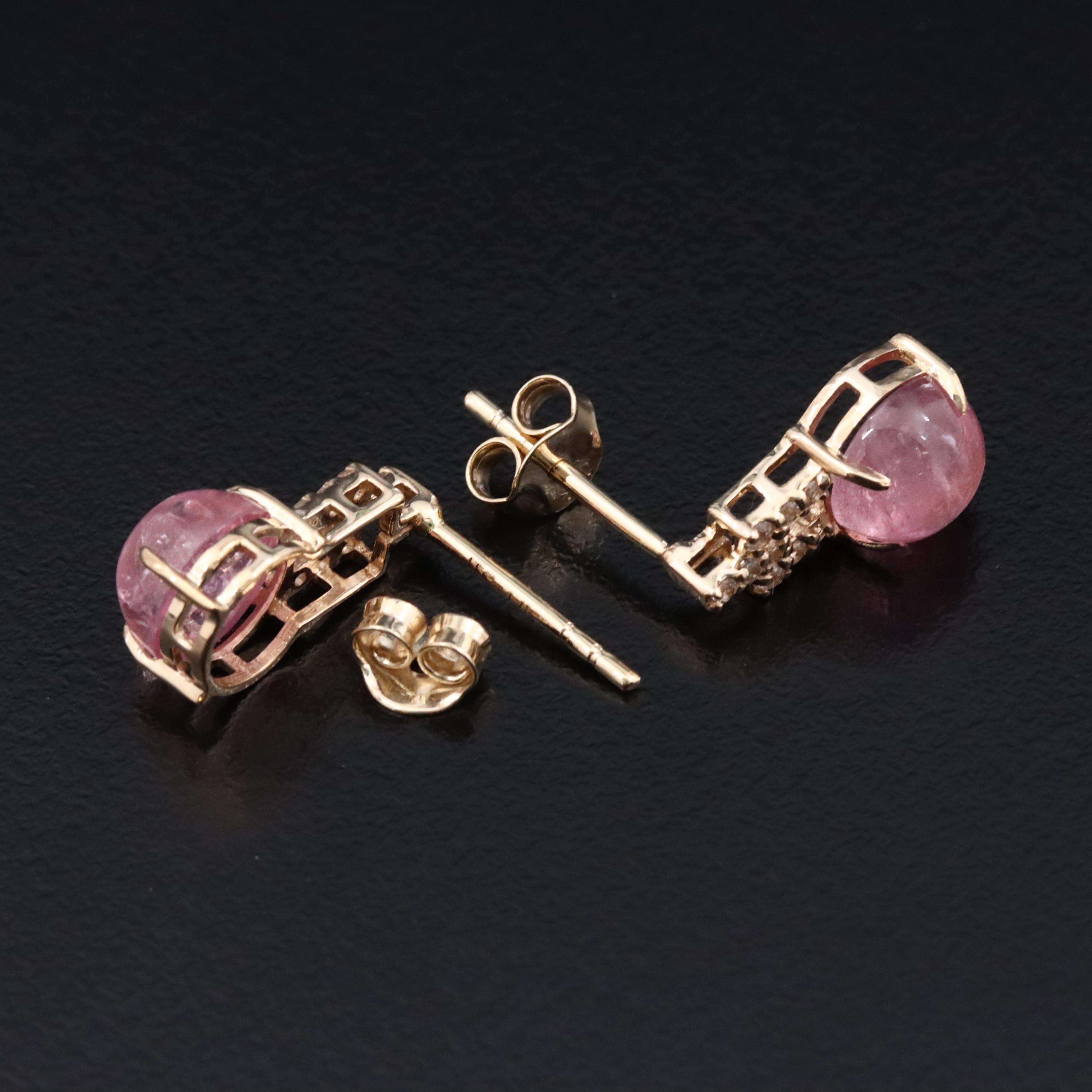 14K Pink Tourmaline and White Sapphire Earrings