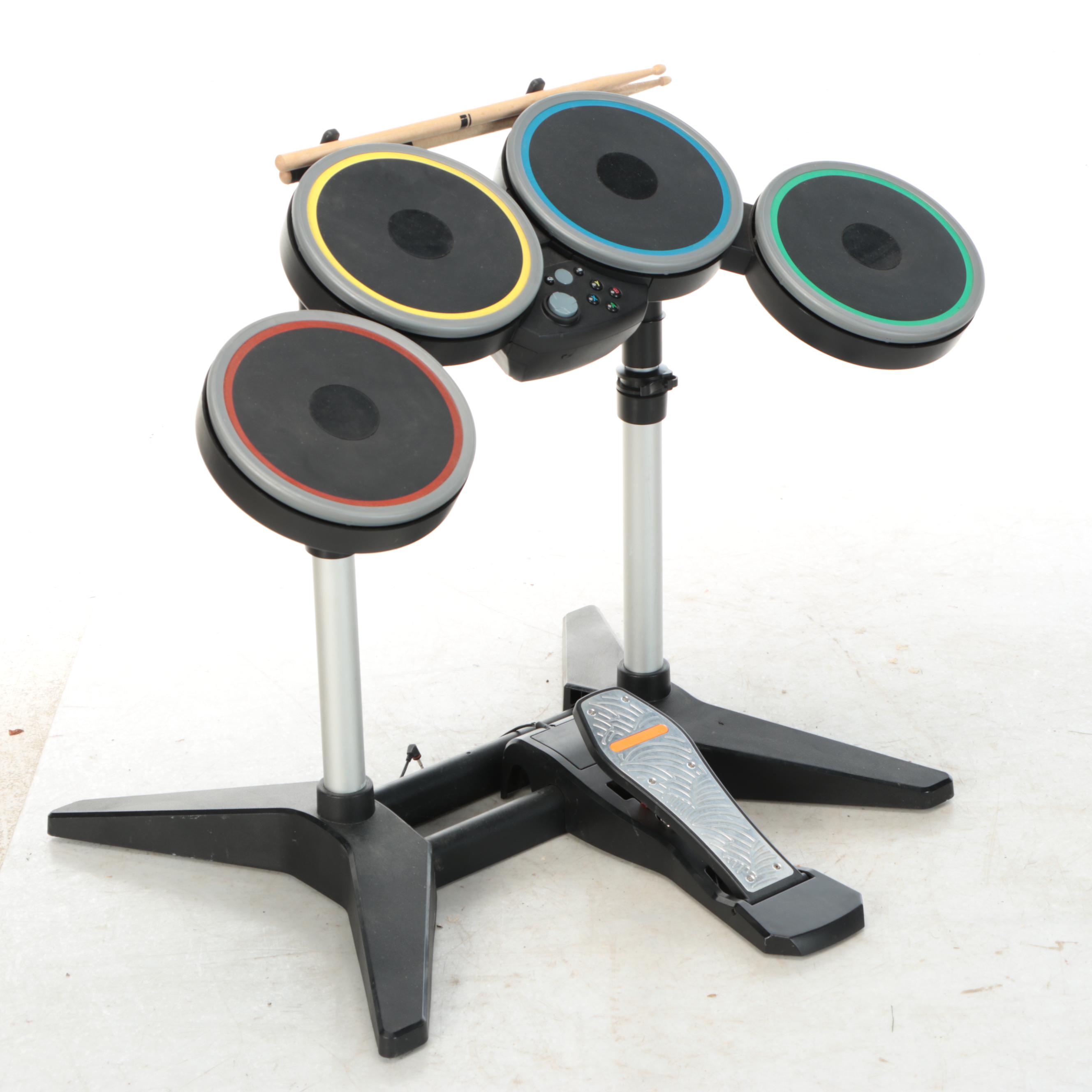 Guitar Hero Drum Set with Guitar Controllers and Other Accessories