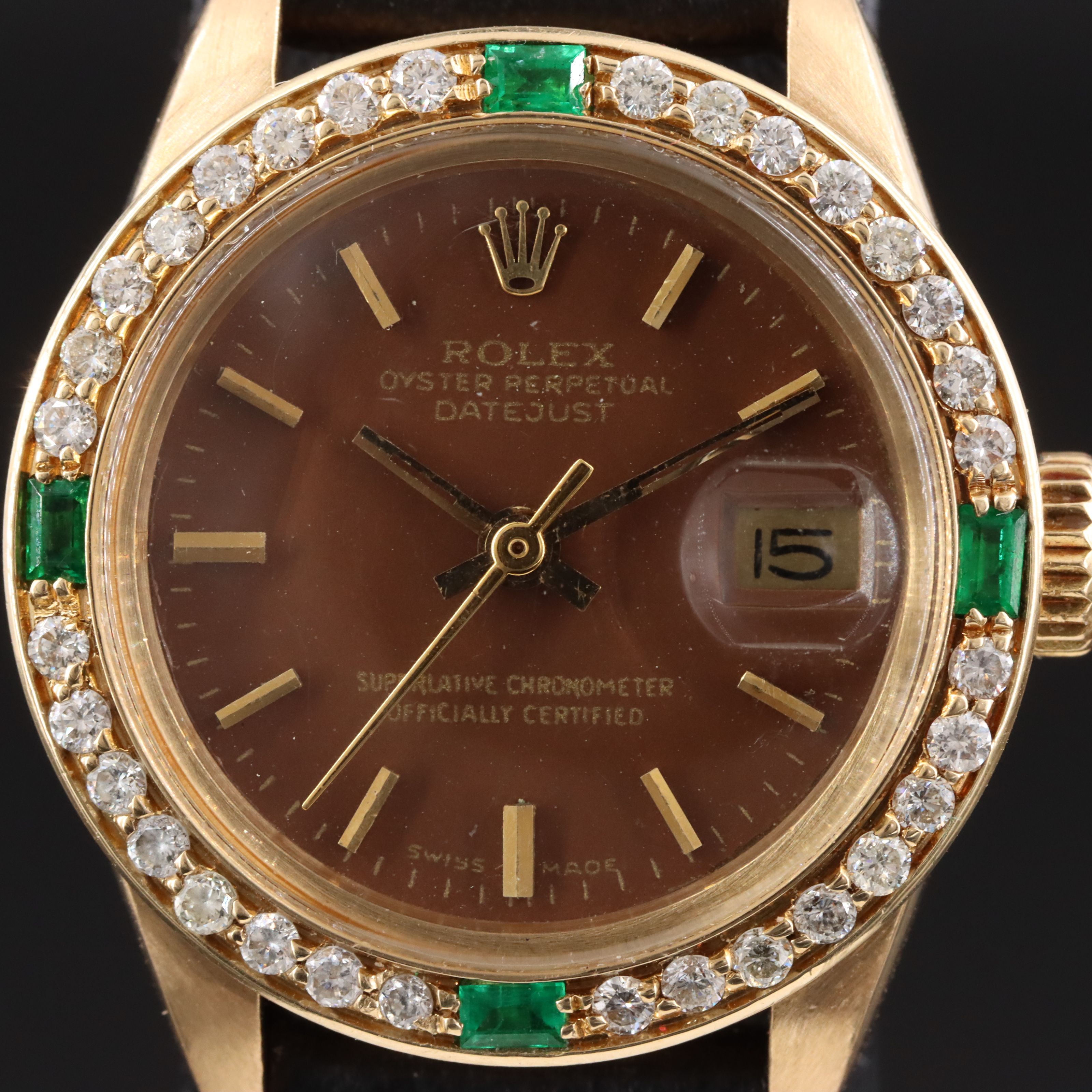 18K Rolex Datejust 6917 Custom Diamond Watch c.1978