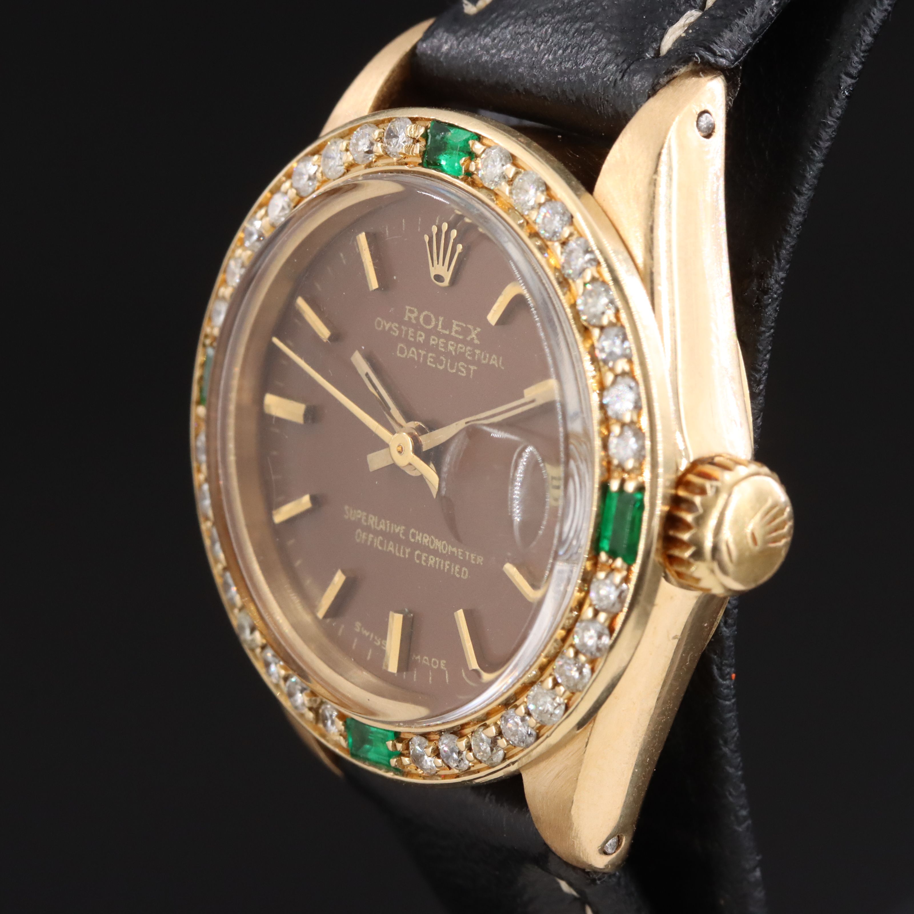 18K Rolex Datejust 6917 Custom Diamond Watch c.1978