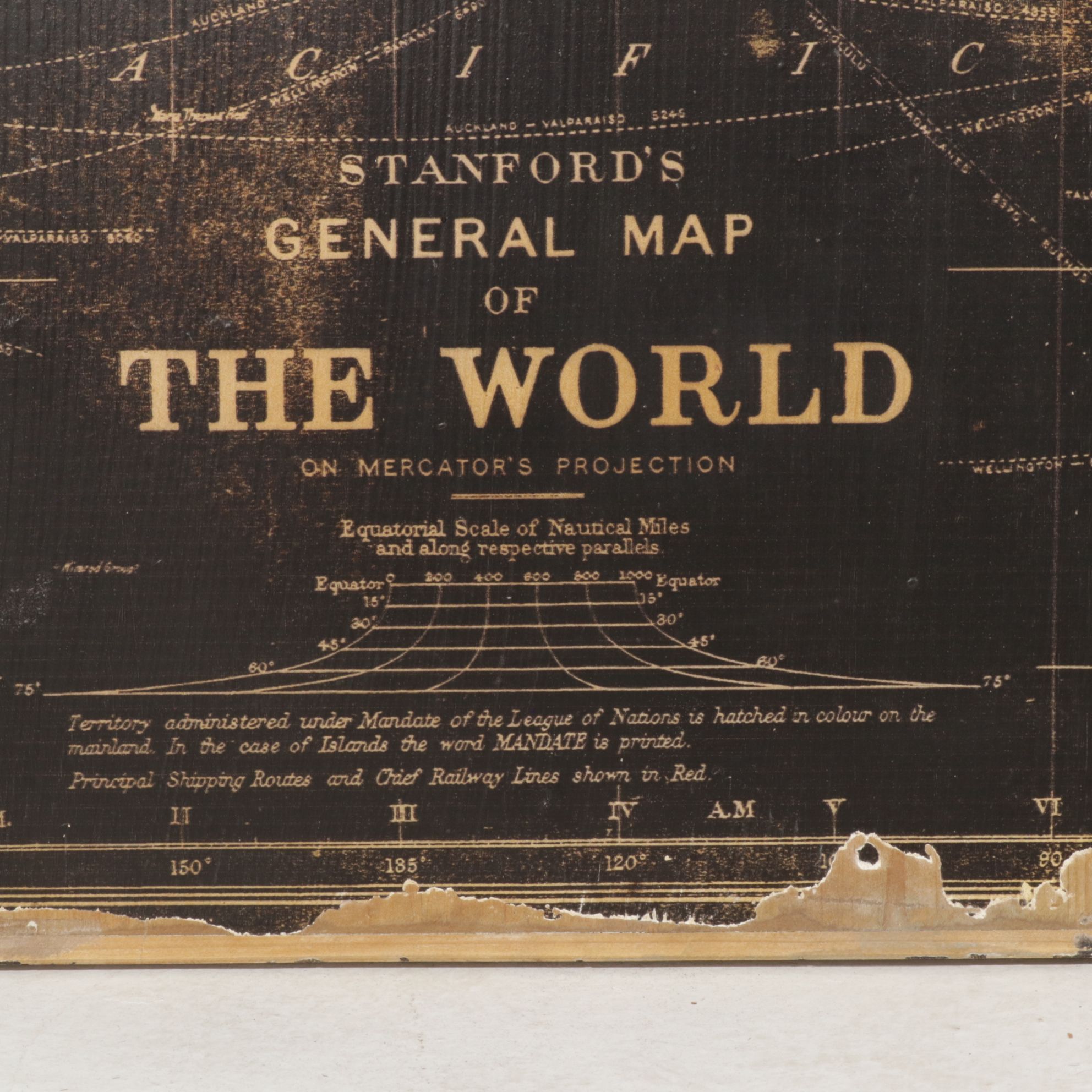 Three-Part World Map Decorative Wall Hanging on Wood Backing