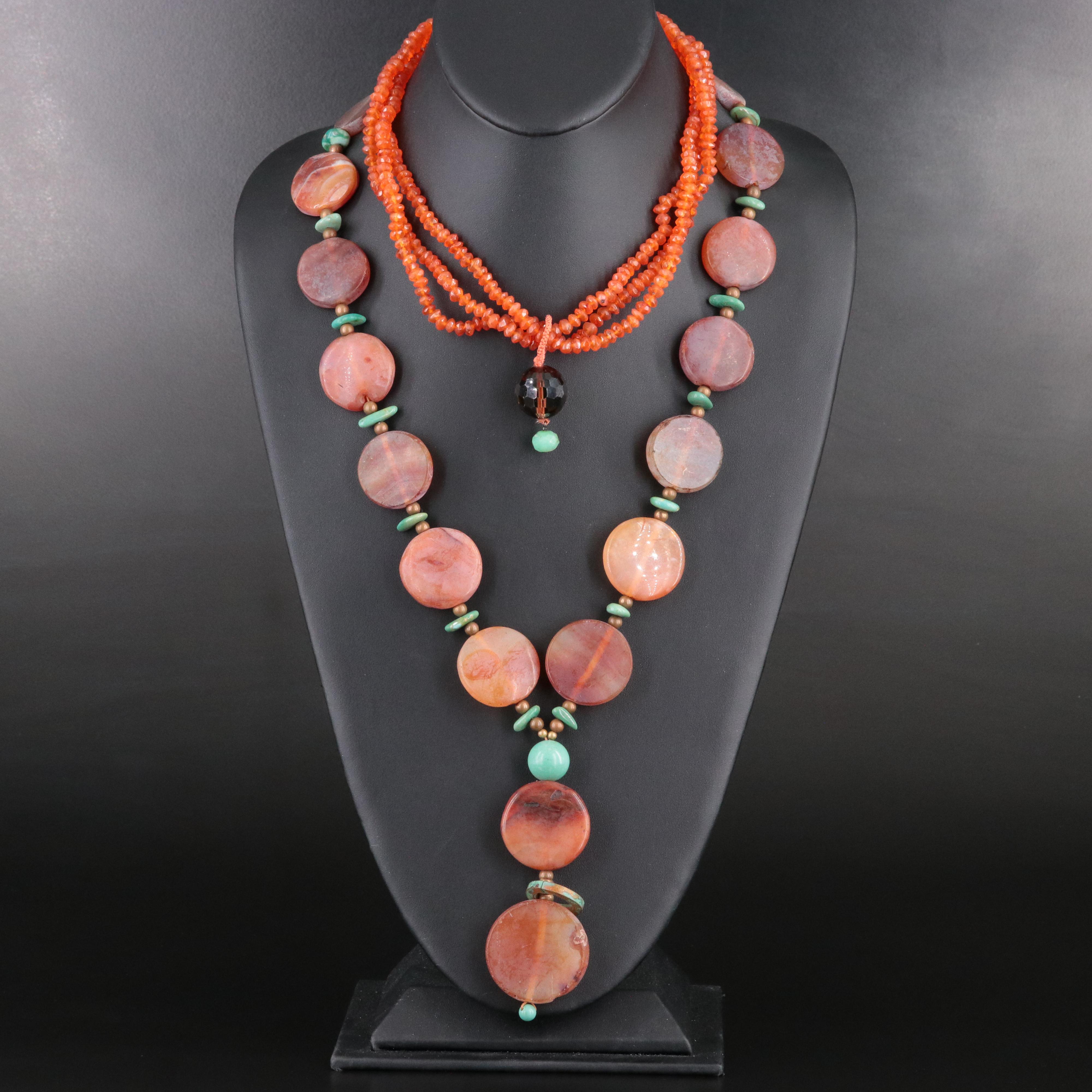 Necklaces Including Smoky Quartz, Turquoise and Agate