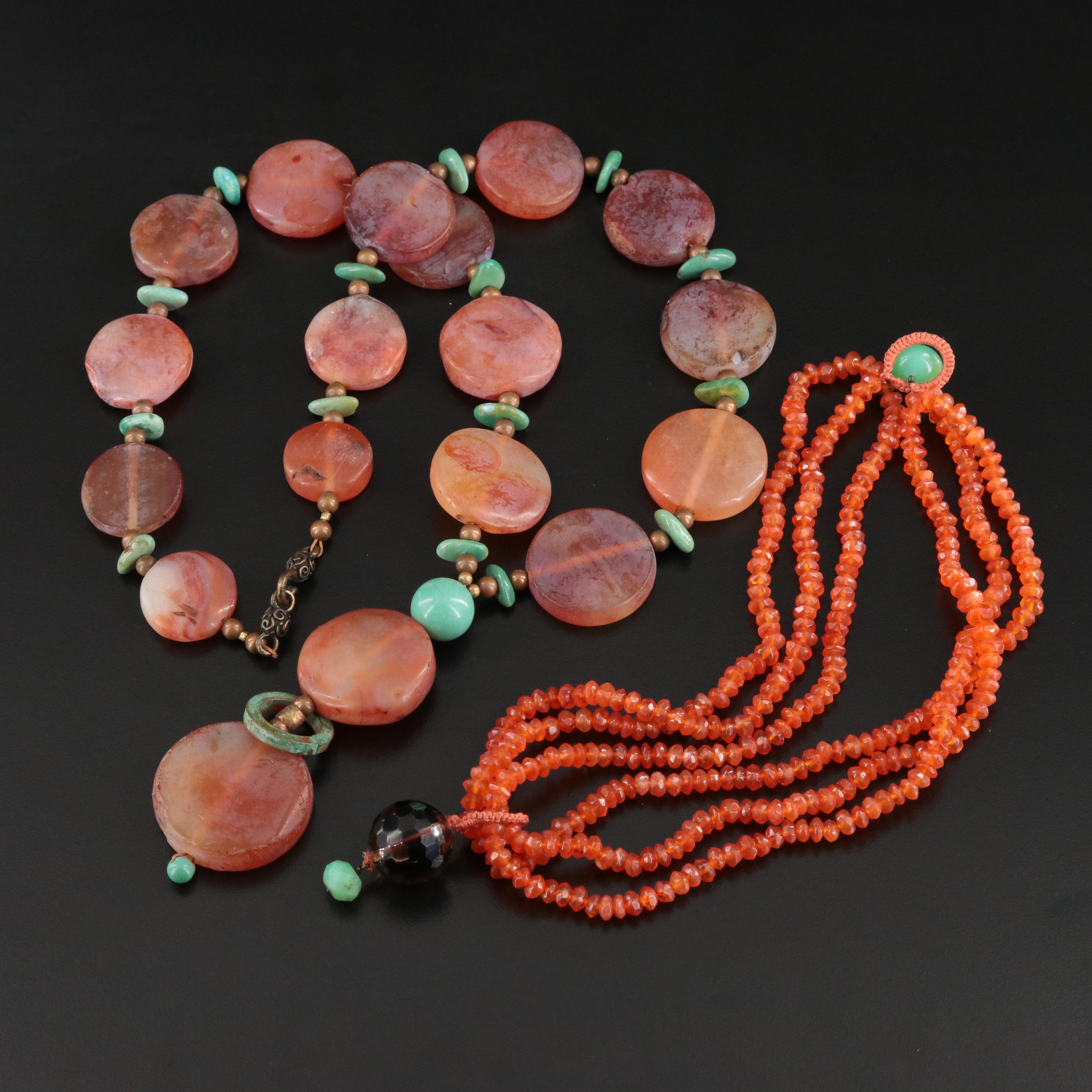 Necklaces Including Smoky Quartz, Turquoise and Agate