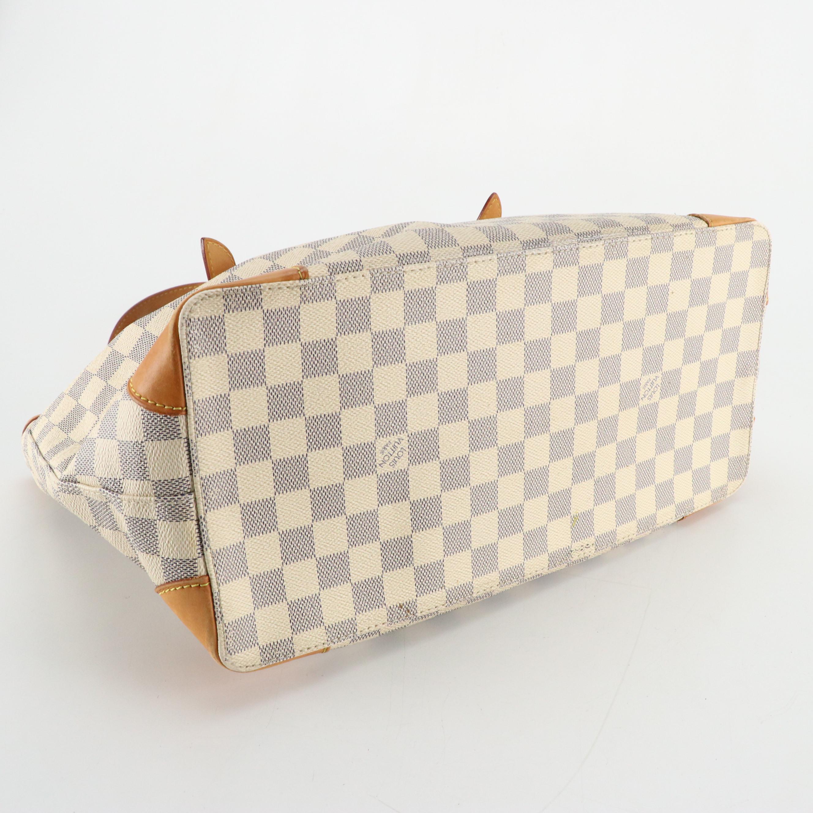 Louis Vuitton Hampstead MM Bag in Damier Azur Canvas and Vachetta Leather