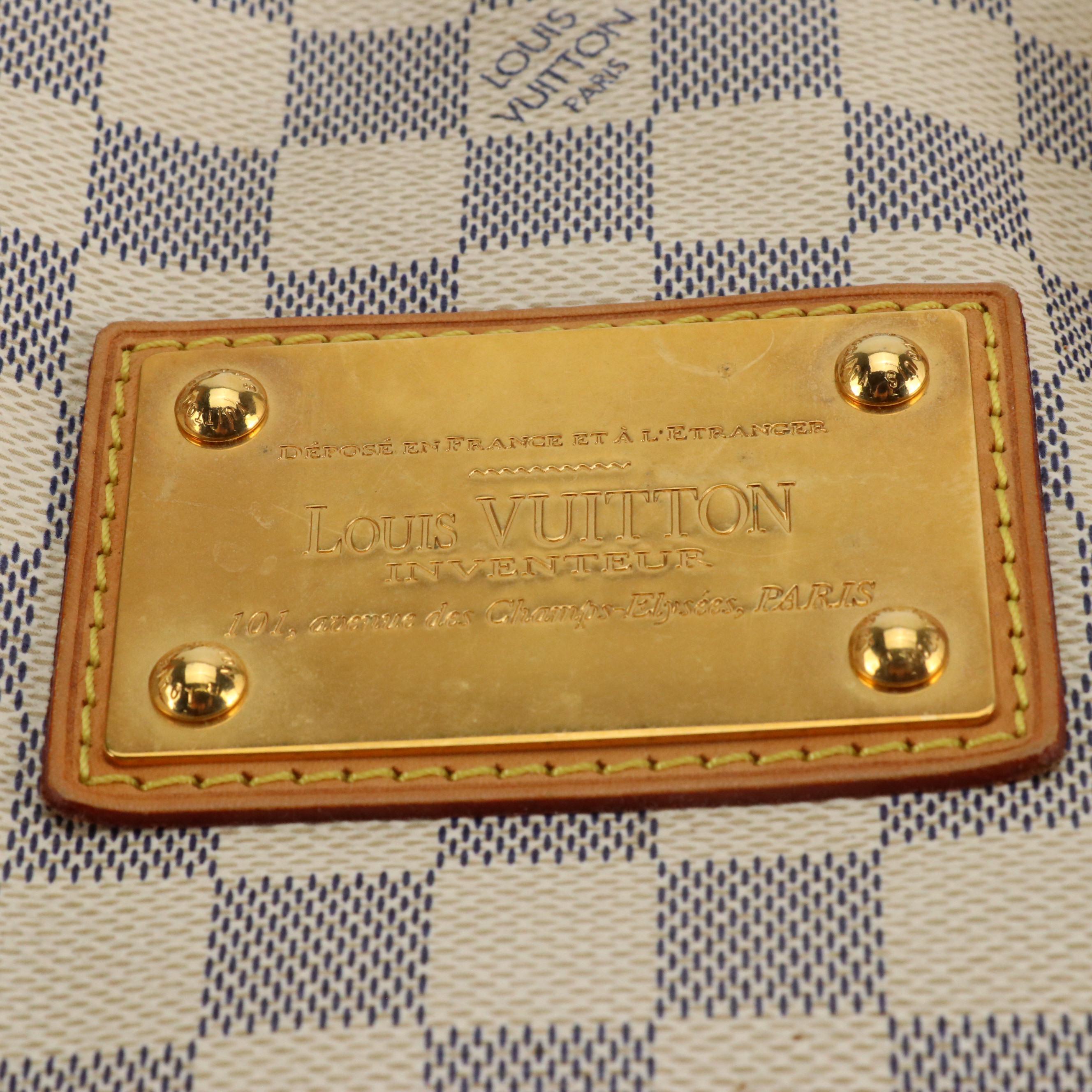 Louis Vuitton Hampstead MM Bag in Damier Azur Canvas and Vachetta Leather