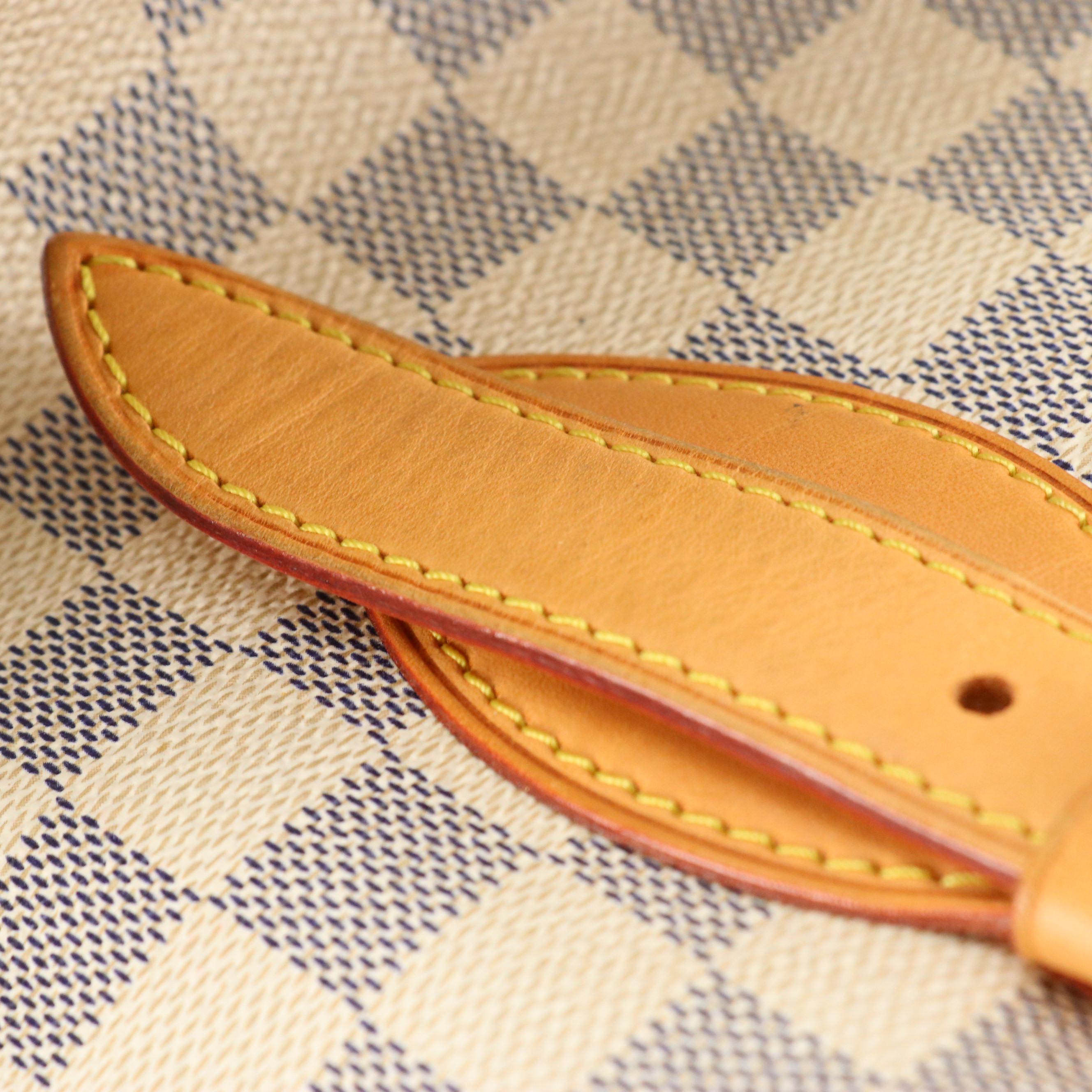 Louis Vuitton Hampstead MM Bag in Damier Azur Canvas and Vachetta Leather