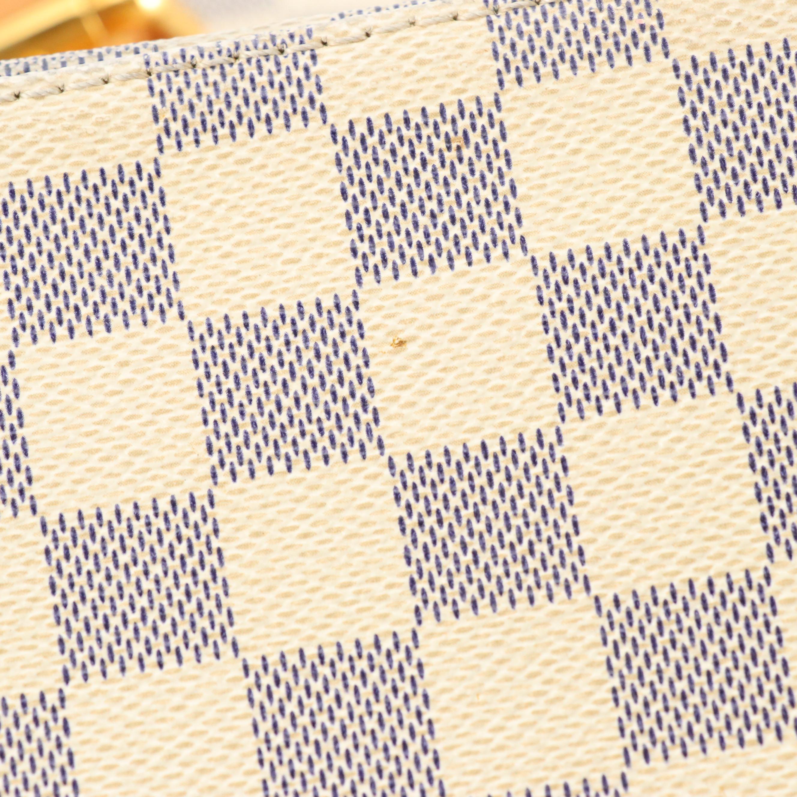 Louis Vuitton Hampstead MM Bag in Damier Azur Canvas and Vachetta Leather