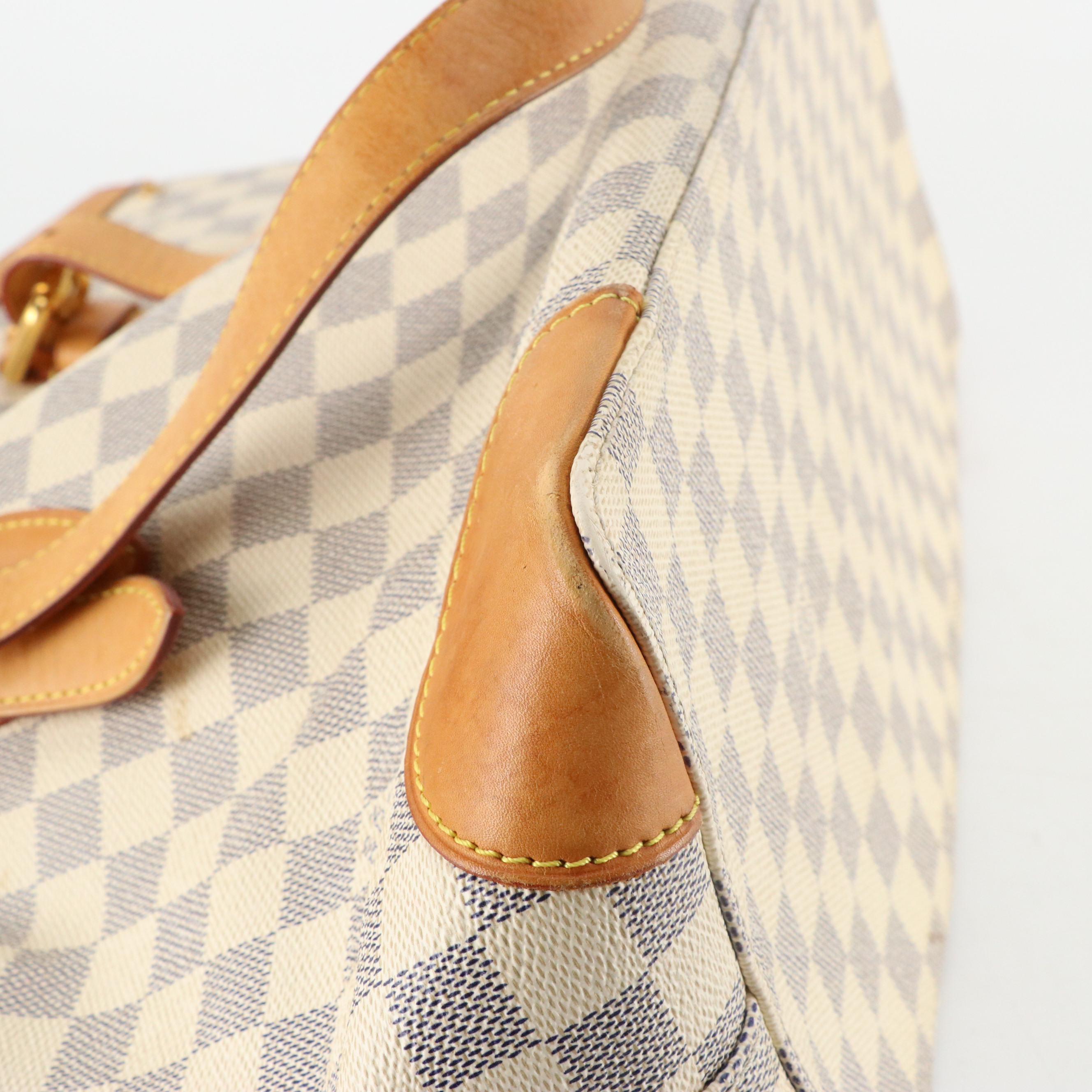 Louis Vuitton Hampstead MM Bag in Damier Azur Canvas and Vachetta Leather