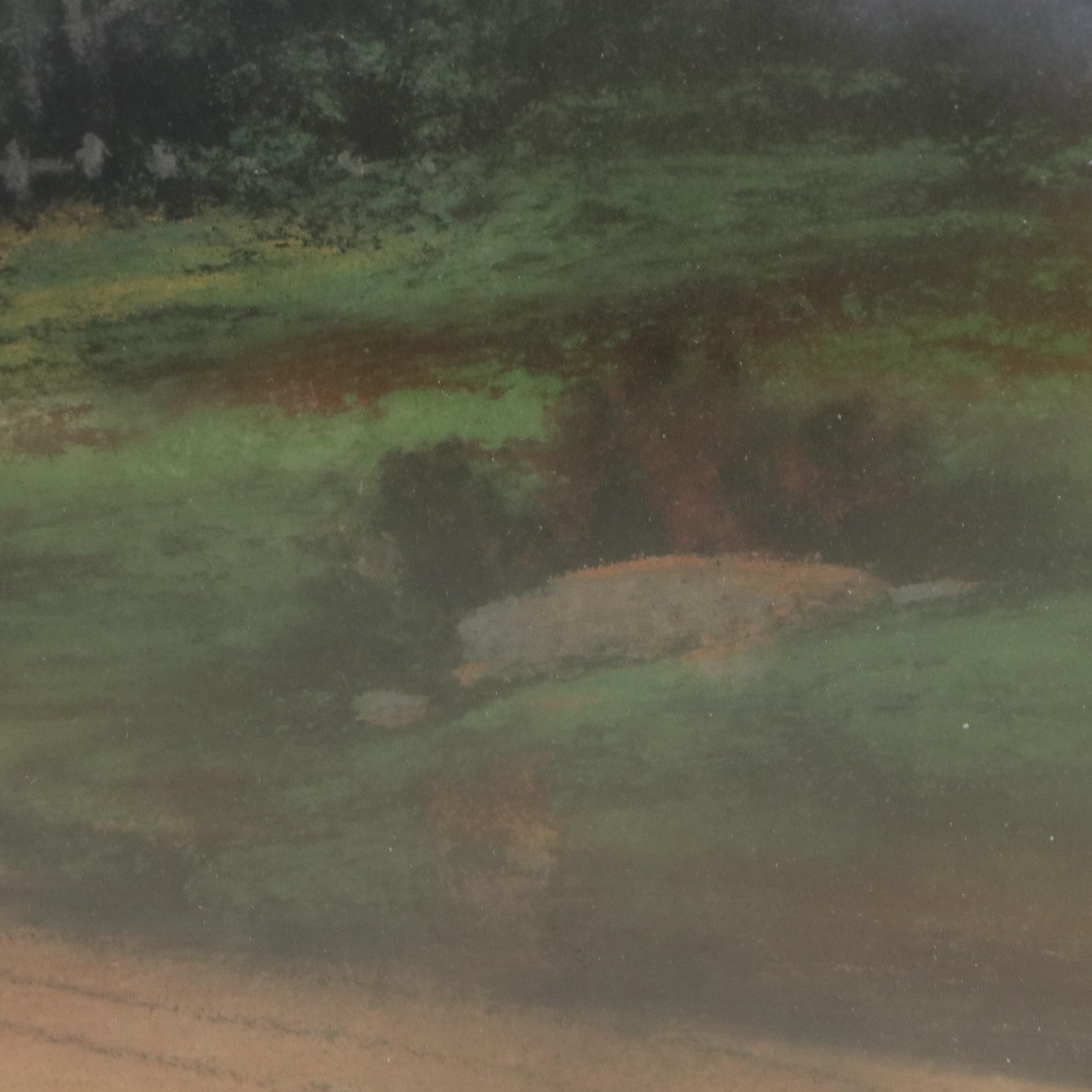 Pastel Landscape Drawing of Rural Road and Copse of Trees