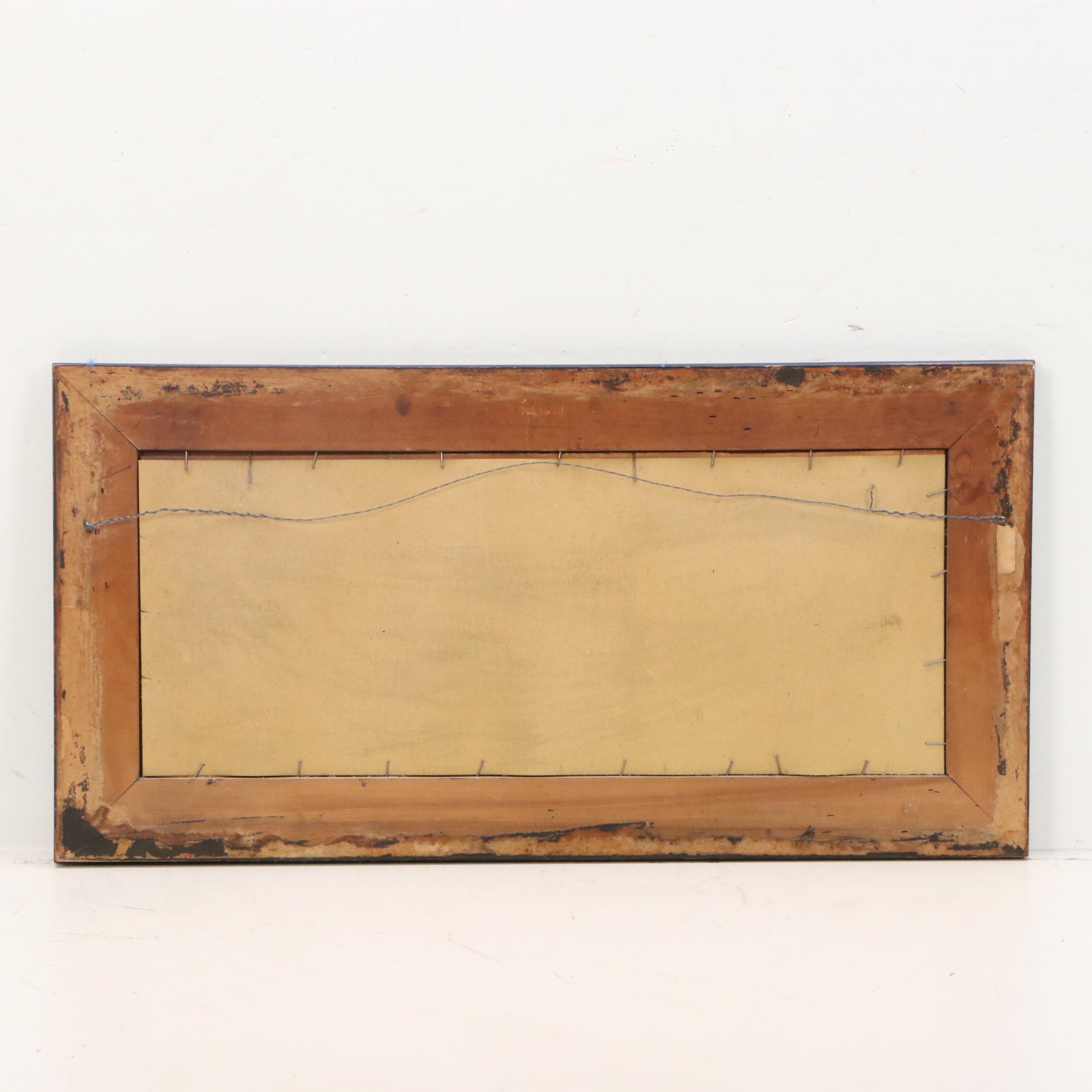 Pastel Landscape Drawing of Rural Road and Copse of Trees