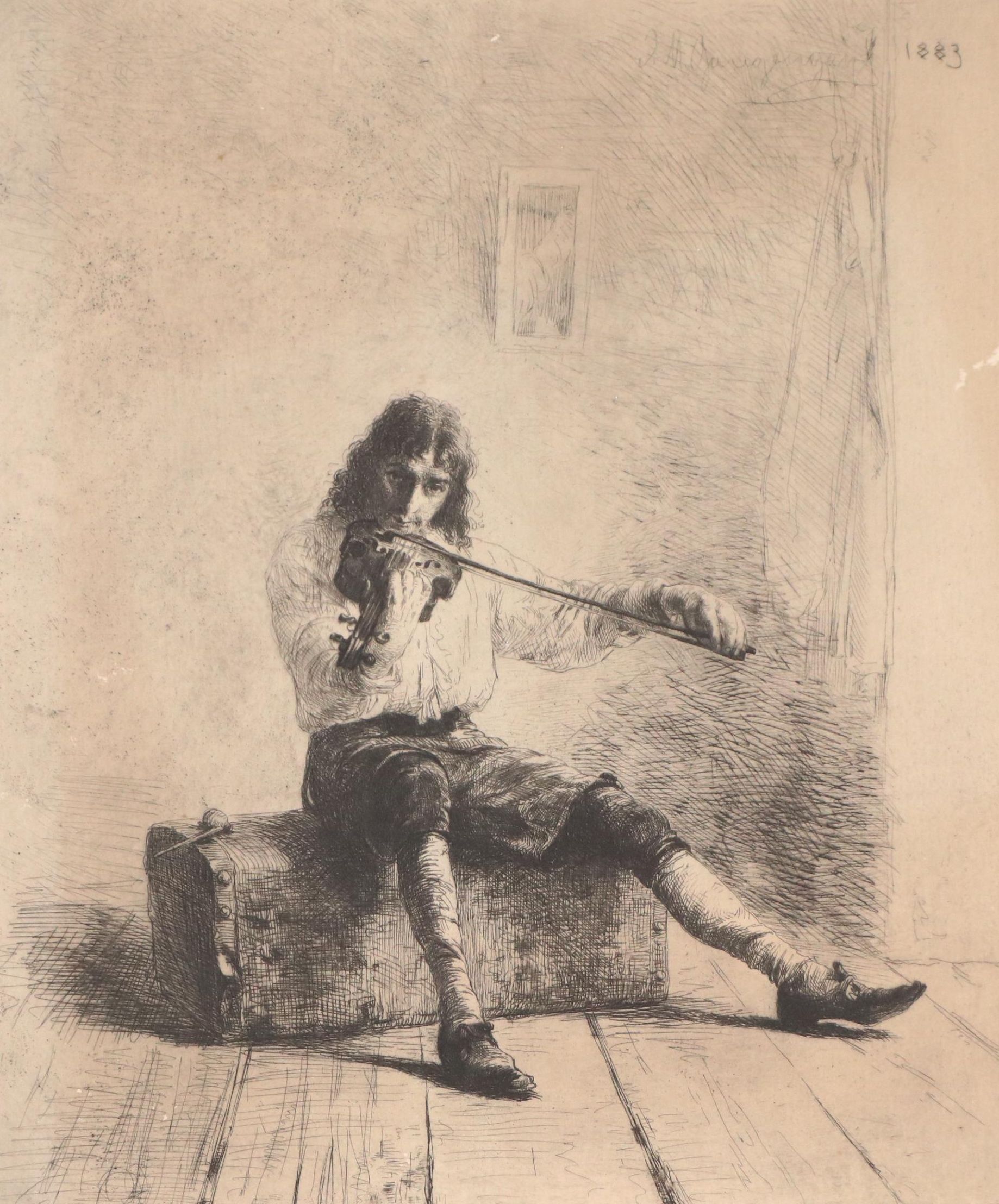 Etching After Ignaz Marcel Gaugengigl "And Drive Dull Care Away," 1883