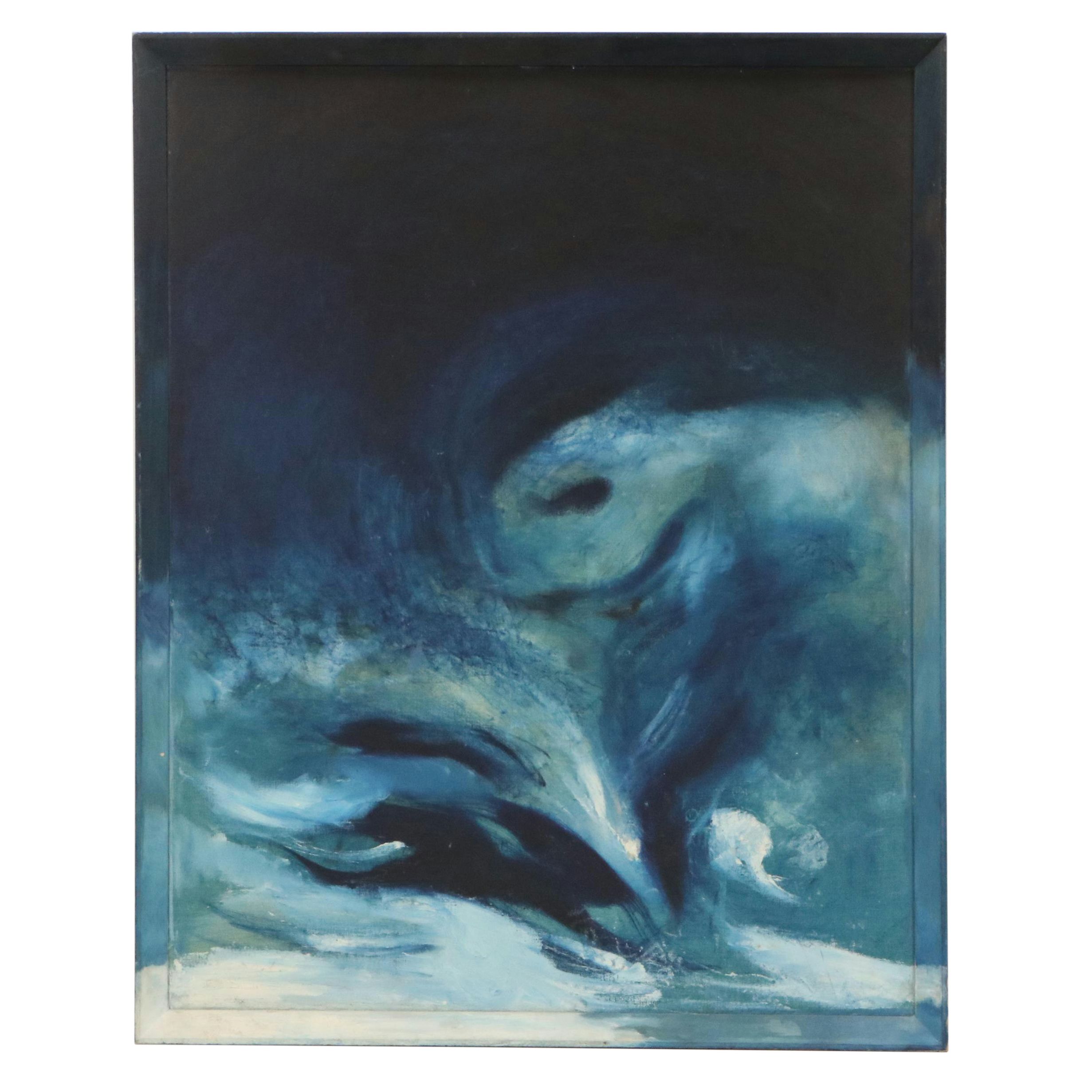 Abstract Acrylic Painting in Blue, Late 20th to 21st Century