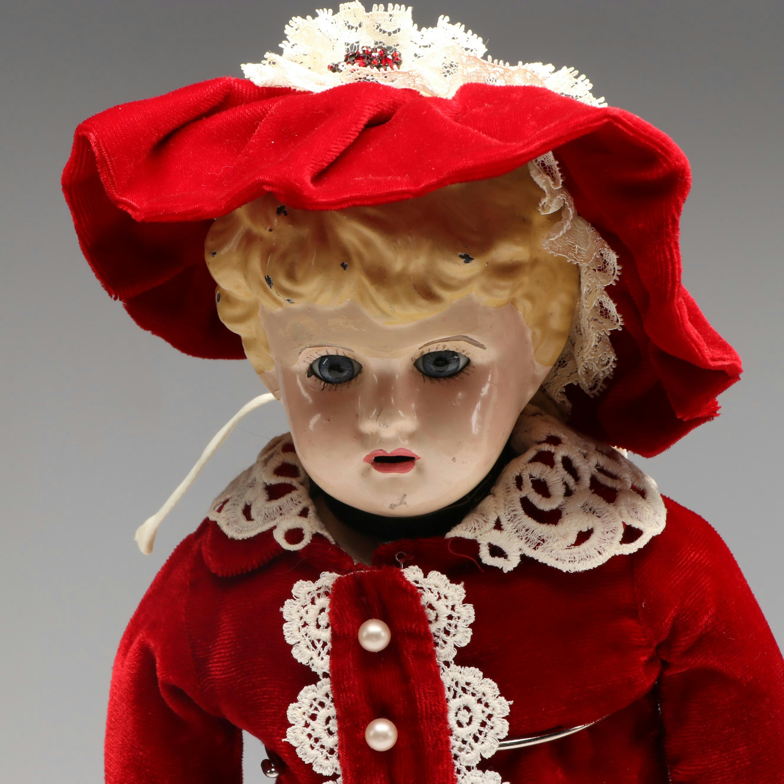 Minerva Painted Tin Doll with Cloth Body, Late 19th/ Early Century