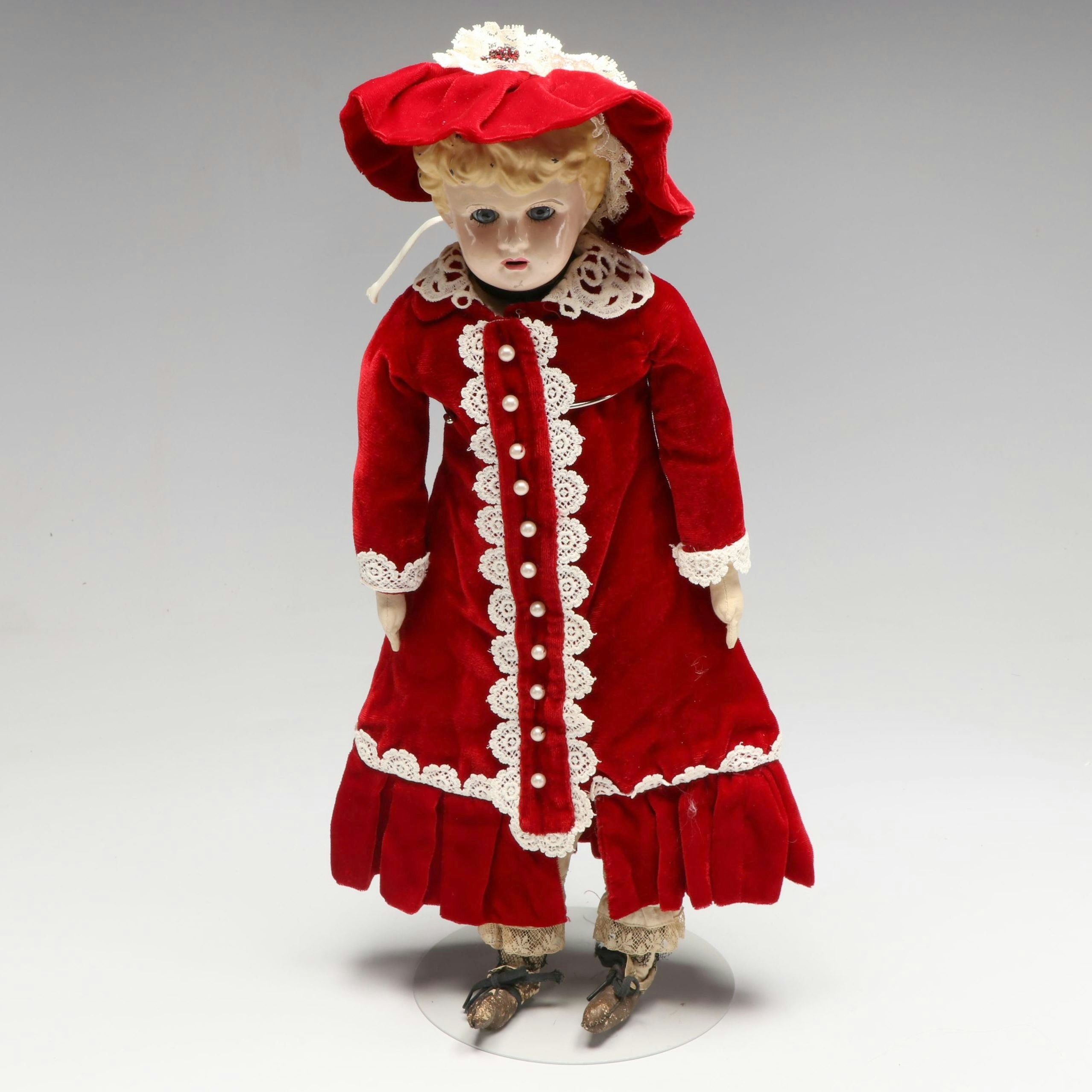 Minerva Painted Tin Doll with Cloth Body, Late 19th/ Early Century