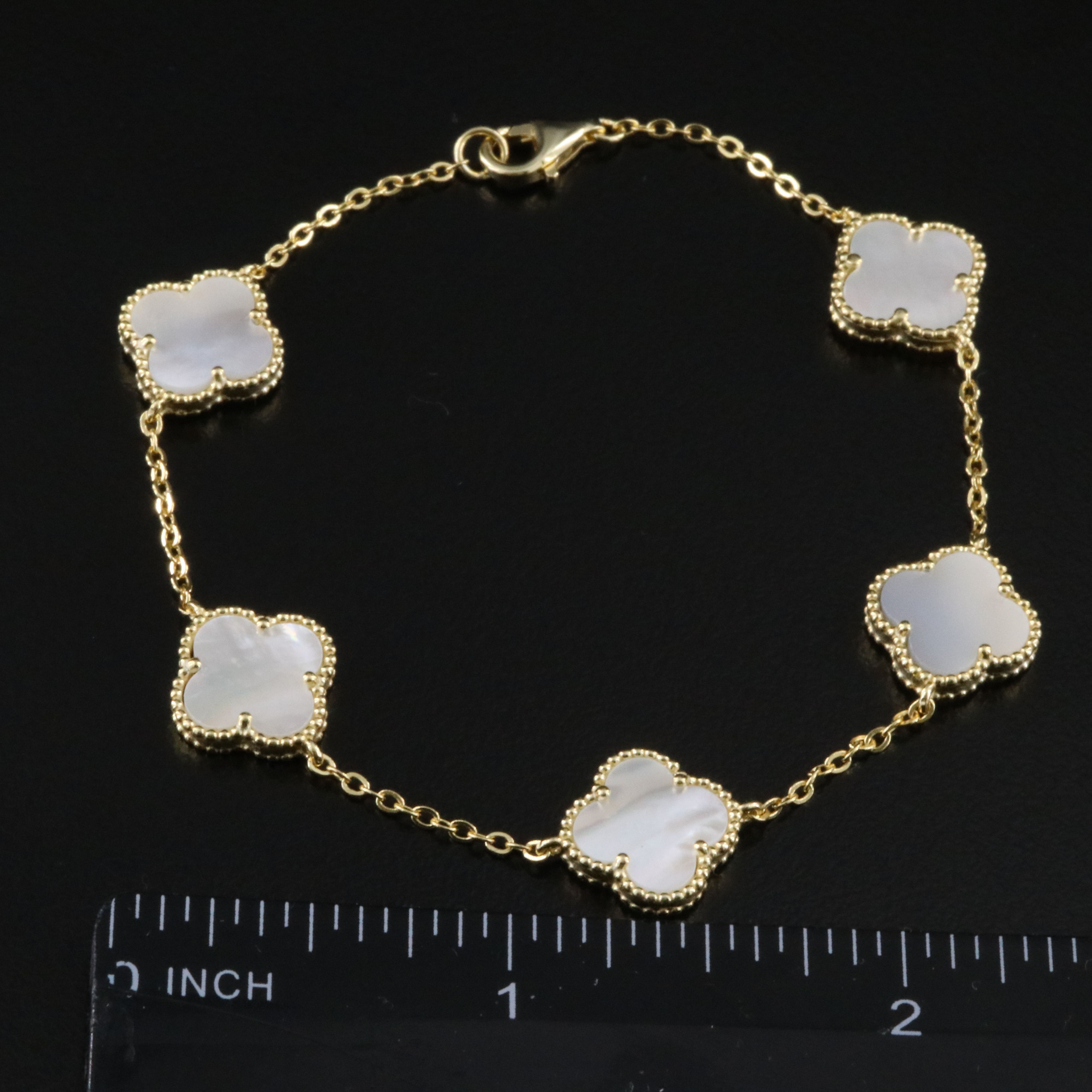 Sterling Mother-of-Pearl Quatrefoil Station Bracelet