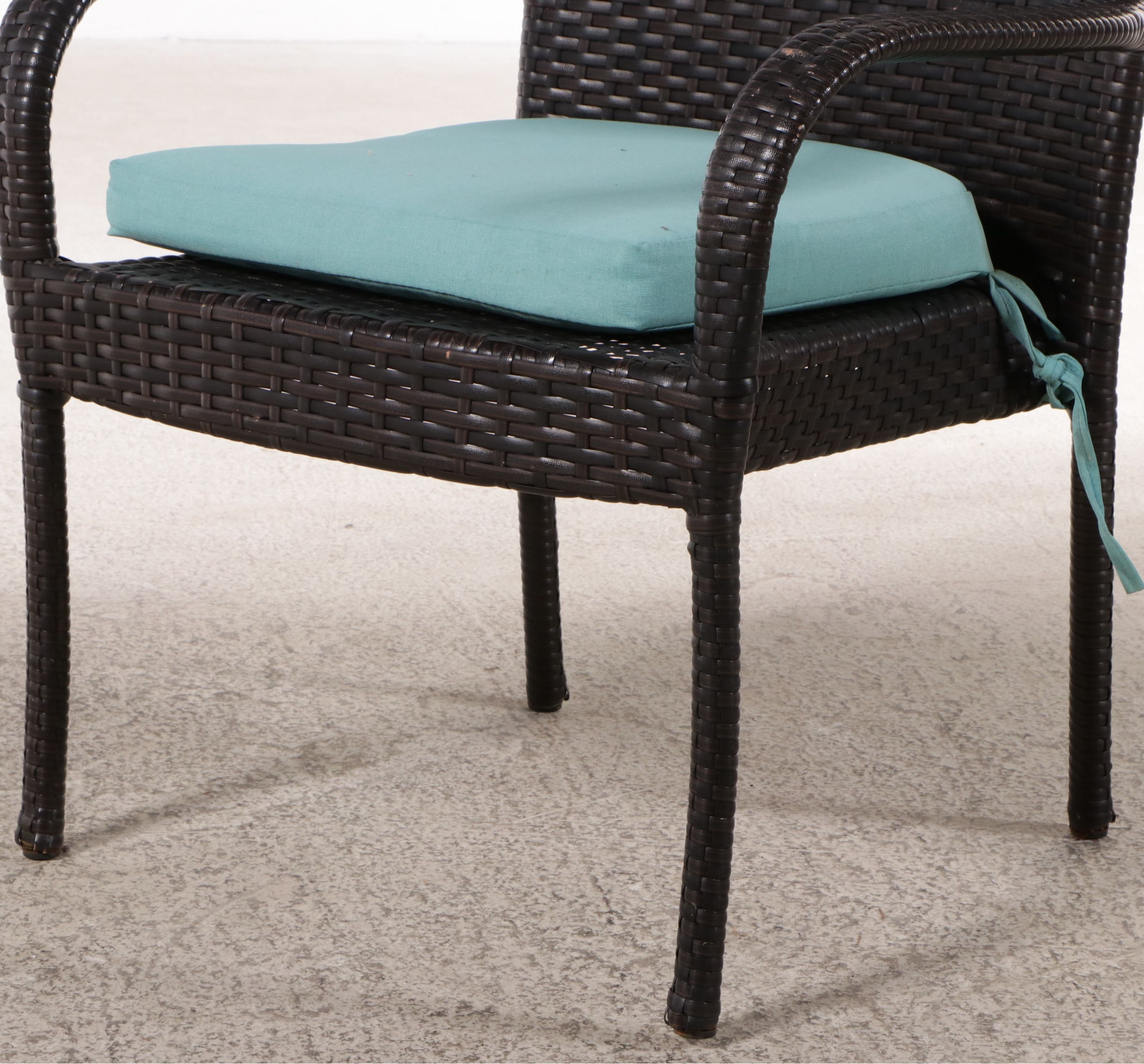 Pair of Resin Wicker Patio Armchairs