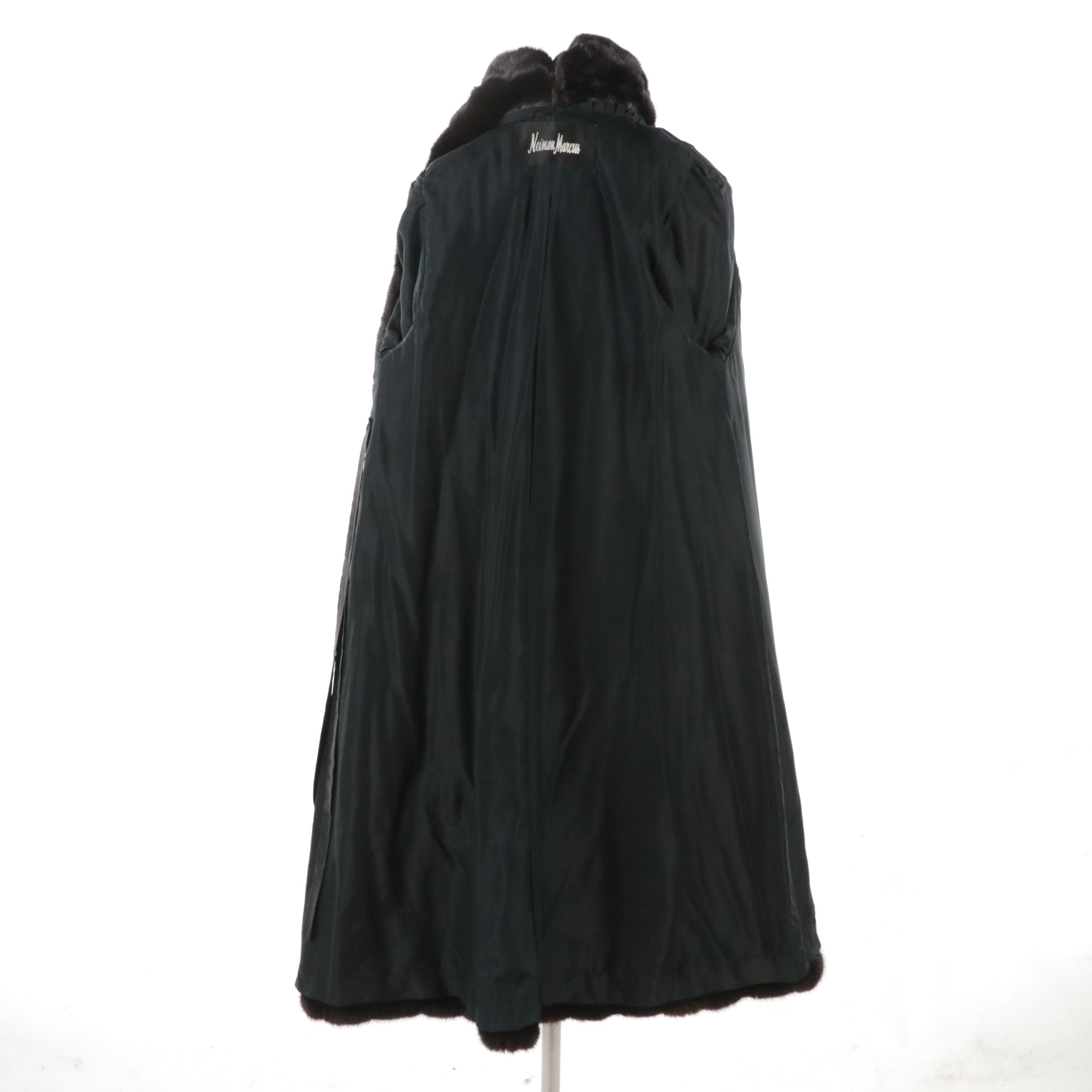 Mink Fur Cape Collar Wide Cuff Coat from Neiman Marcus