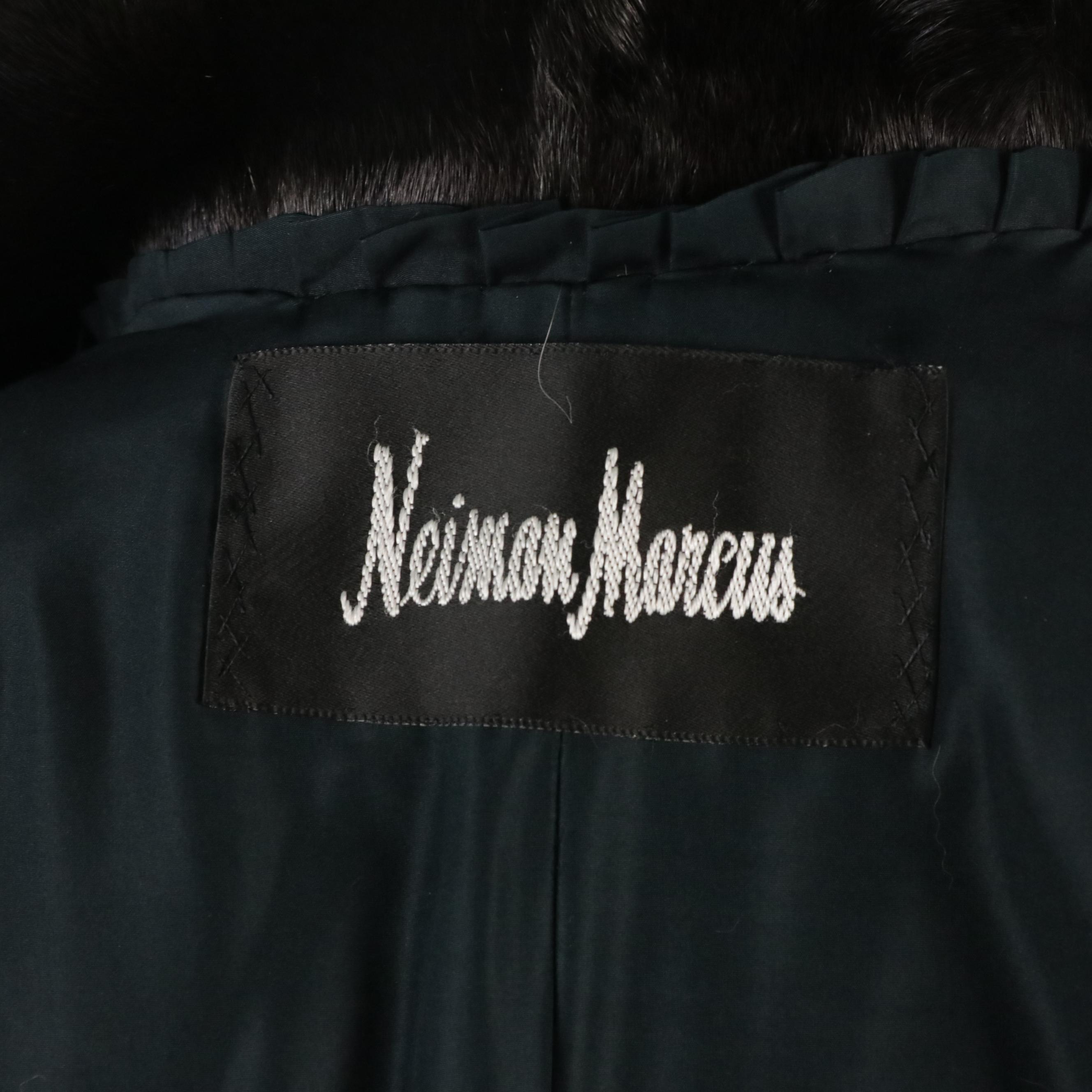 Mink Fur Cape Collar Wide Cuff Coat from Neiman Marcus