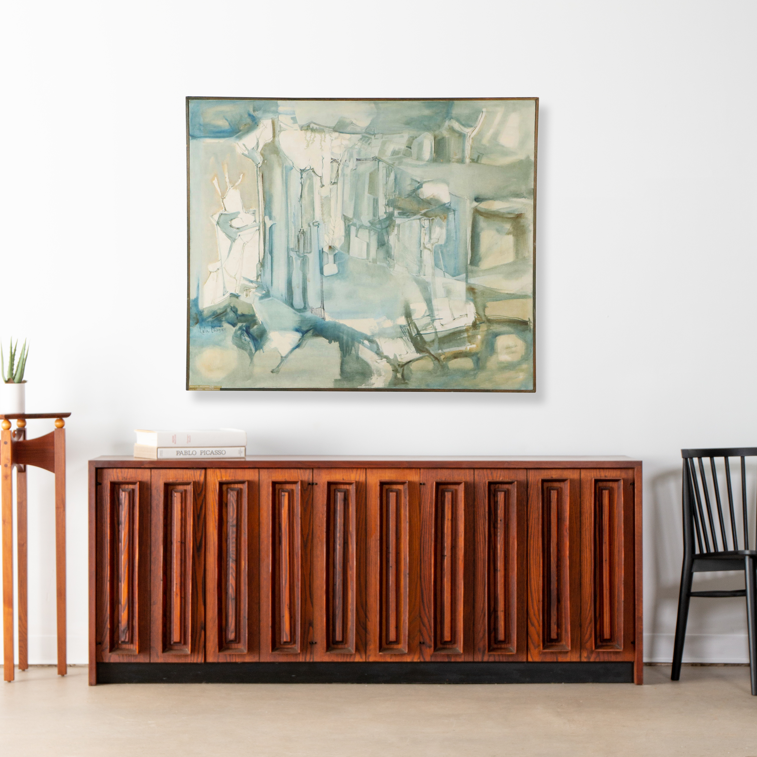 Lela Cooney Modernist Oil Painting "Odense Denmark Village"