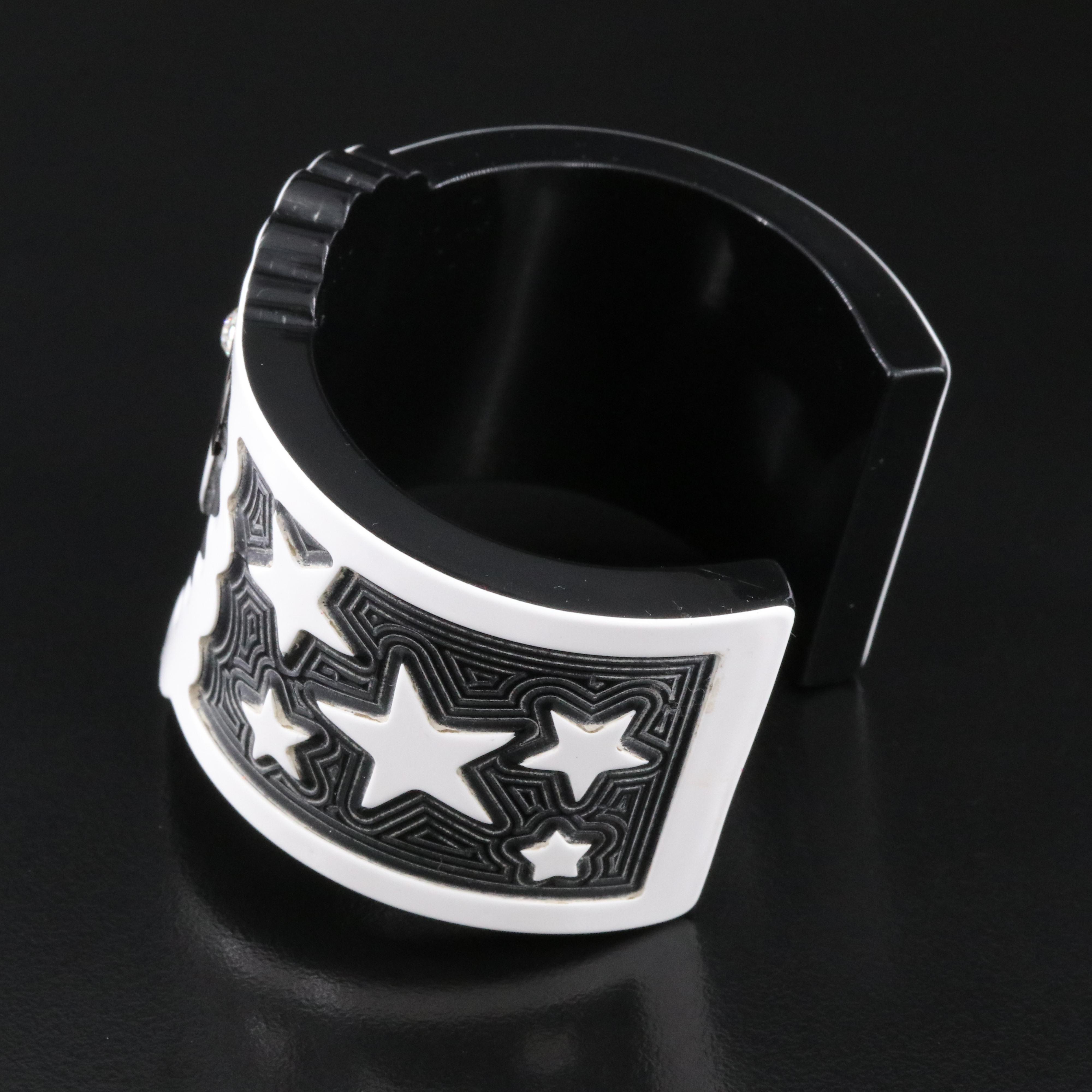 Jean Marie Poinot Carved Pierrot the Clown Cuff Bracelet Including Rhinestone