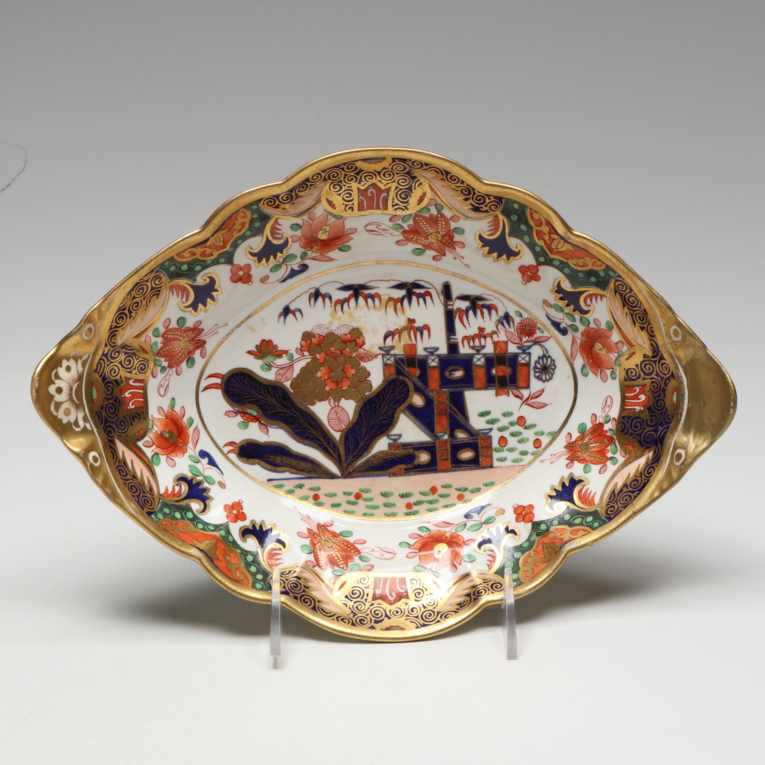 Davenport and Other Other Imari Style Cups, Saucer, Sugar Bowl, and Serving Bowl