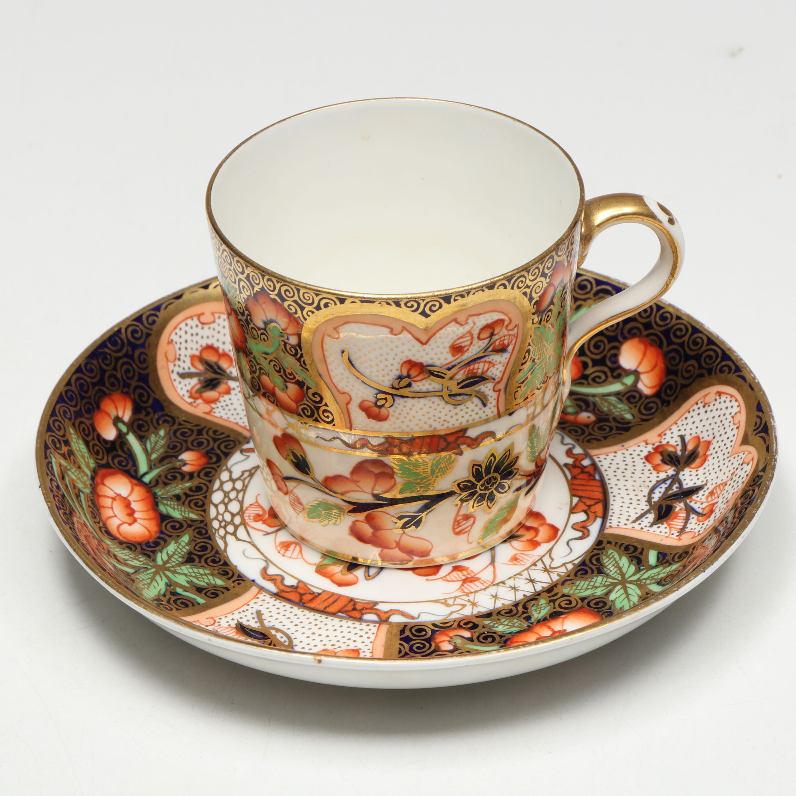 Davenport and Other Other Imari Style Cups, Saucer, Sugar Bowl, and Serving Bowl
