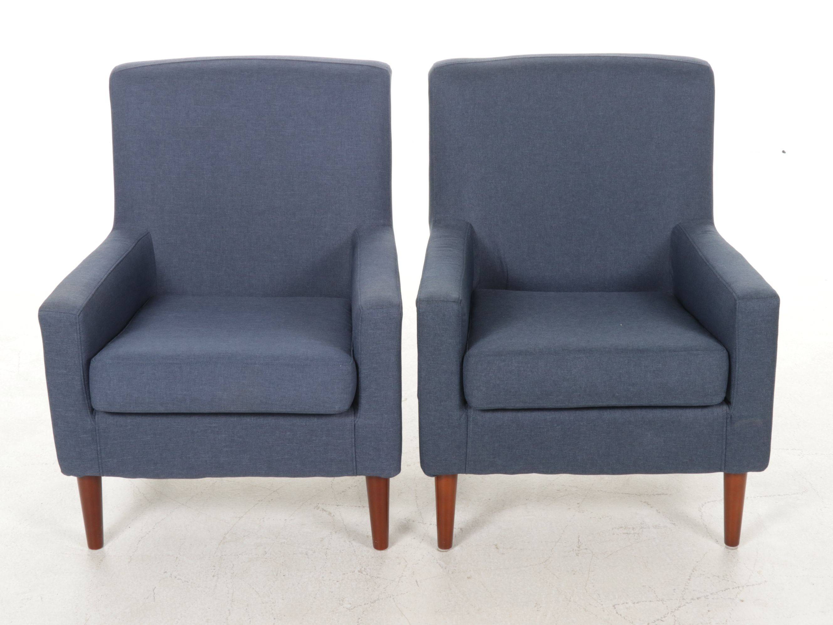World Market "Perry" Straight Arm Upholstered Armchairs in Navy