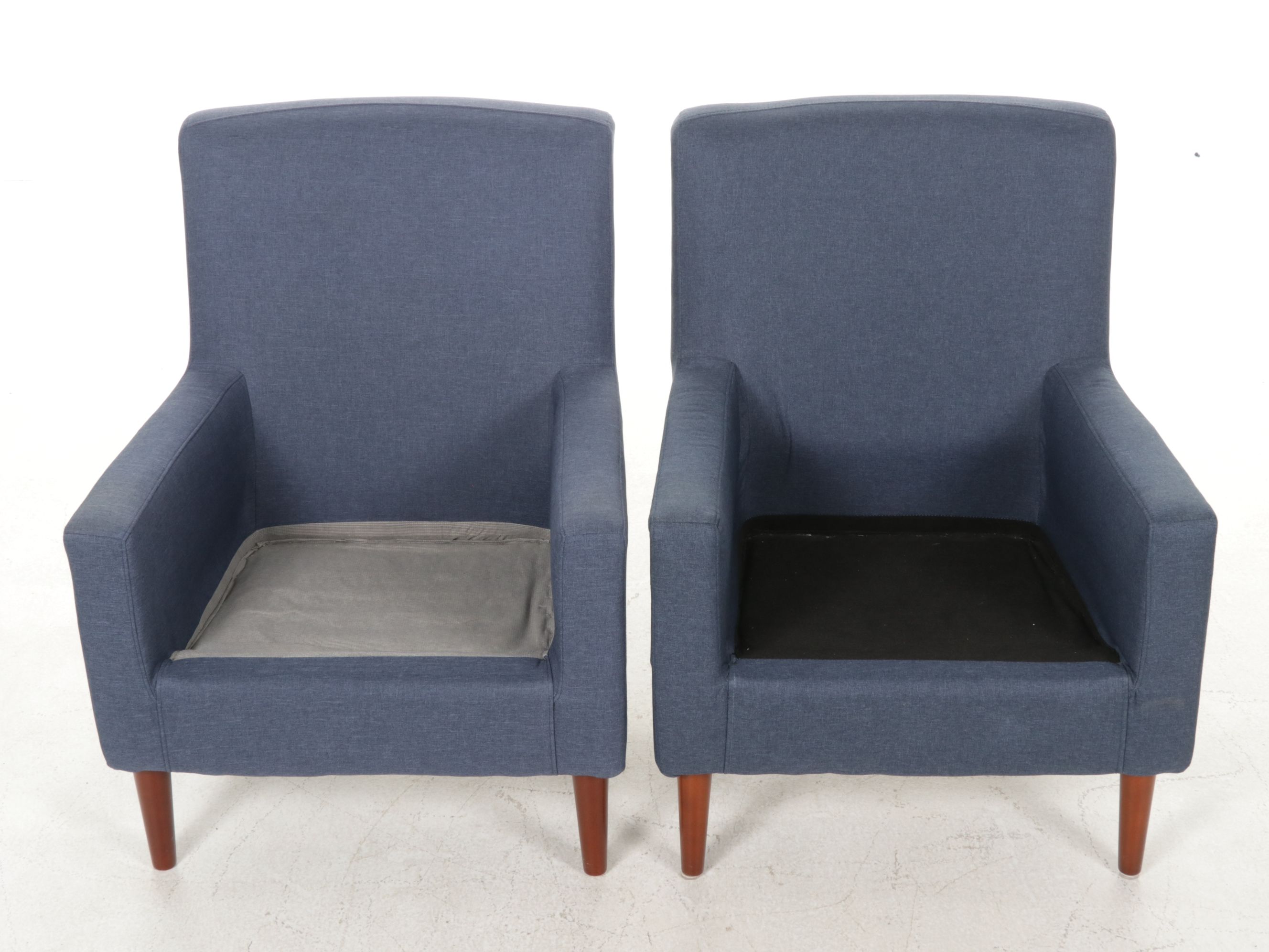 World Market "Perry" Straight Arm Upholstered Armchairs in Navy