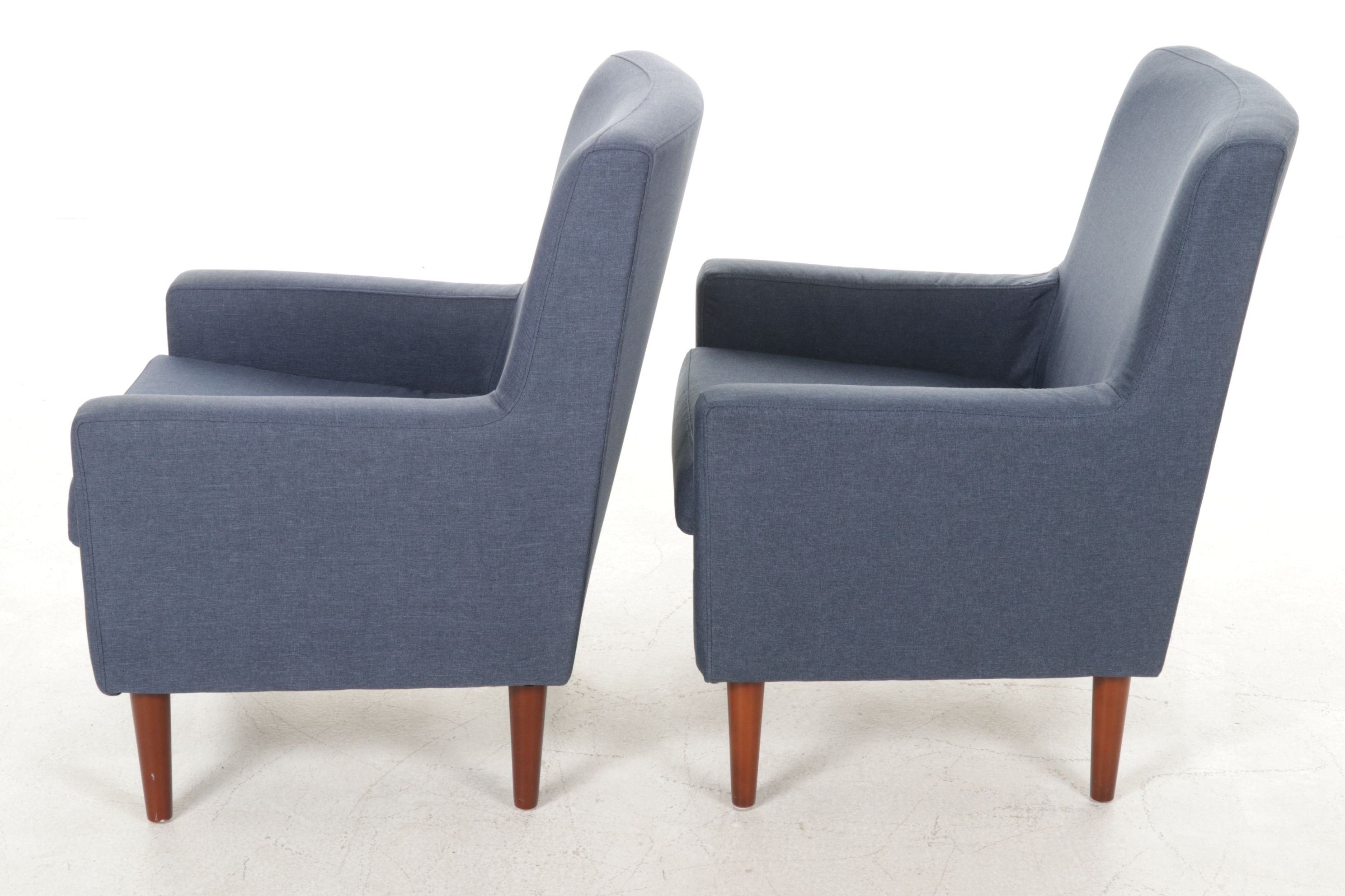 World Market "Perry" Straight Arm Upholstered Armchairs in Navy