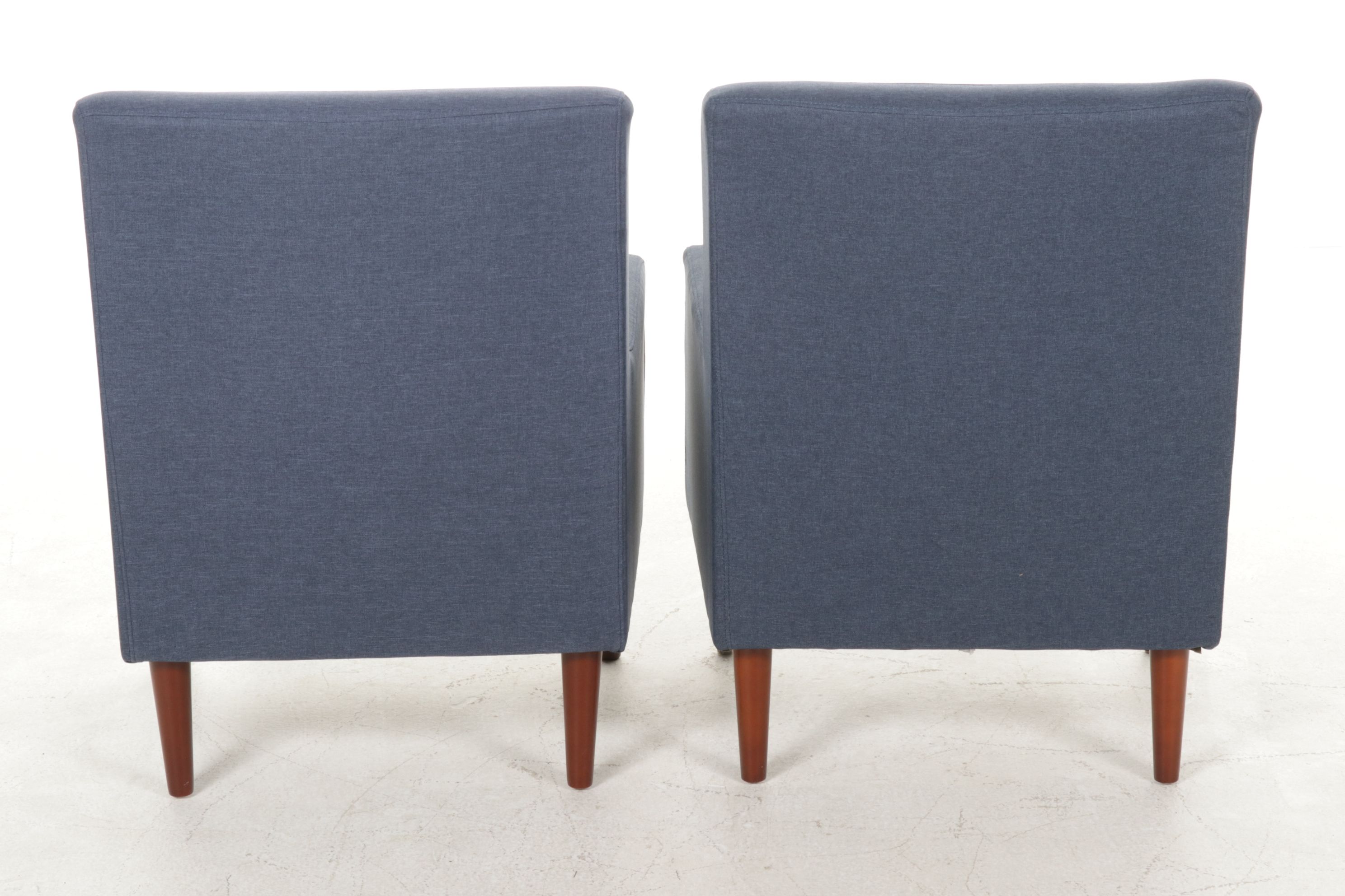 World Market "Perry" Straight Arm Upholstered Armchairs in Navy