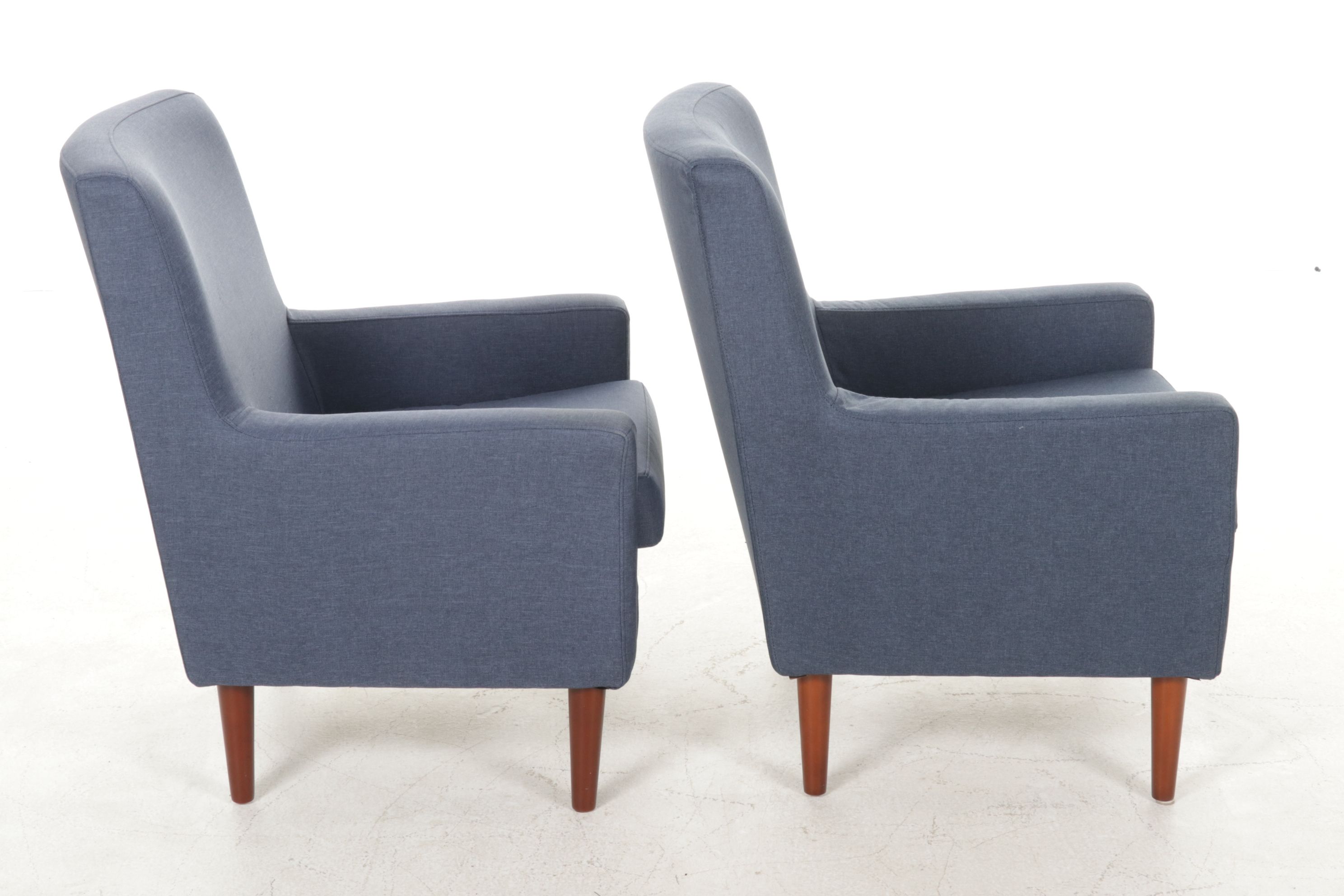 World Market "Perry" Straight Arm Upholstered Armchairs in Navy