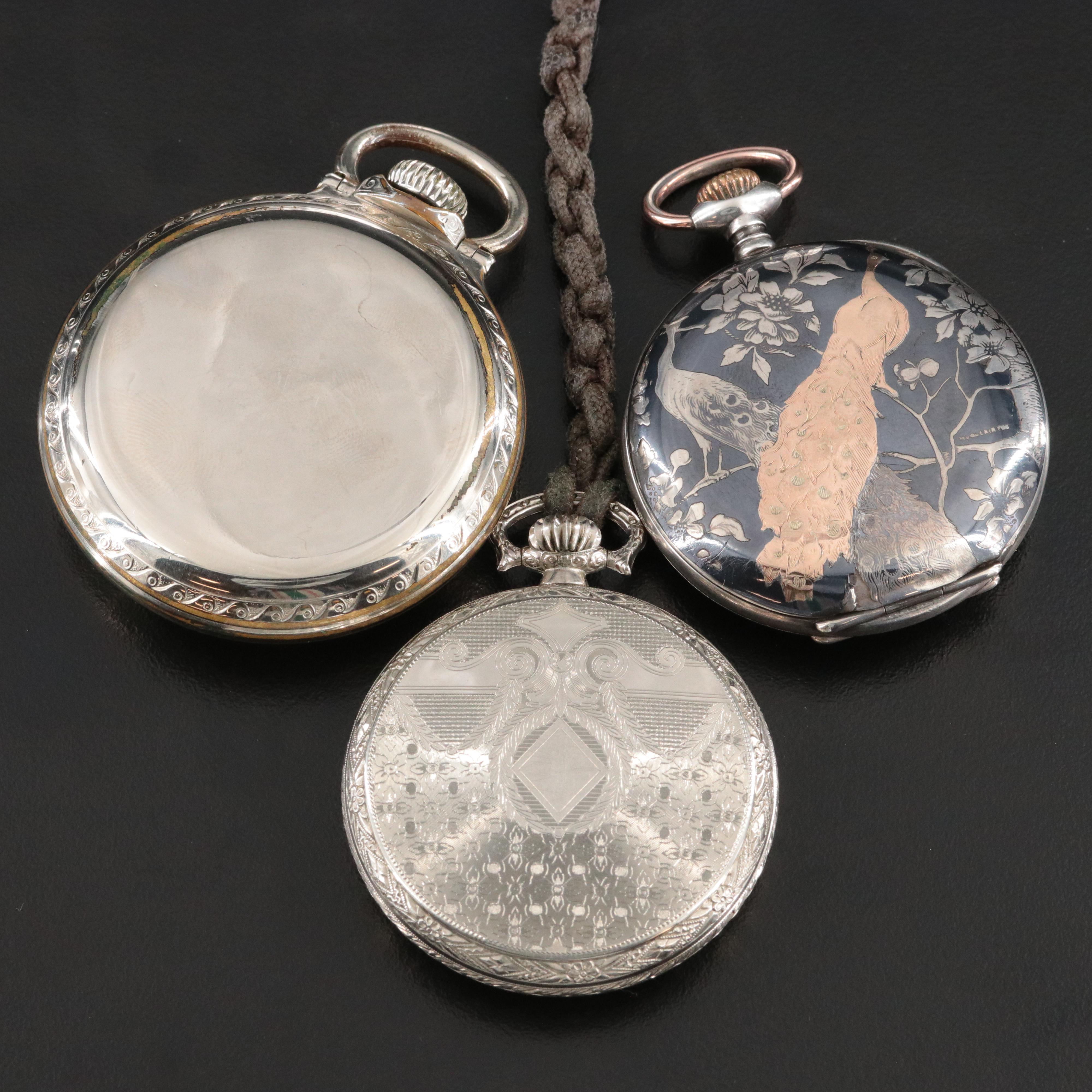 Art Nouveau Pocket Watch Collection Featuring F. Bachschmid  and Illinois